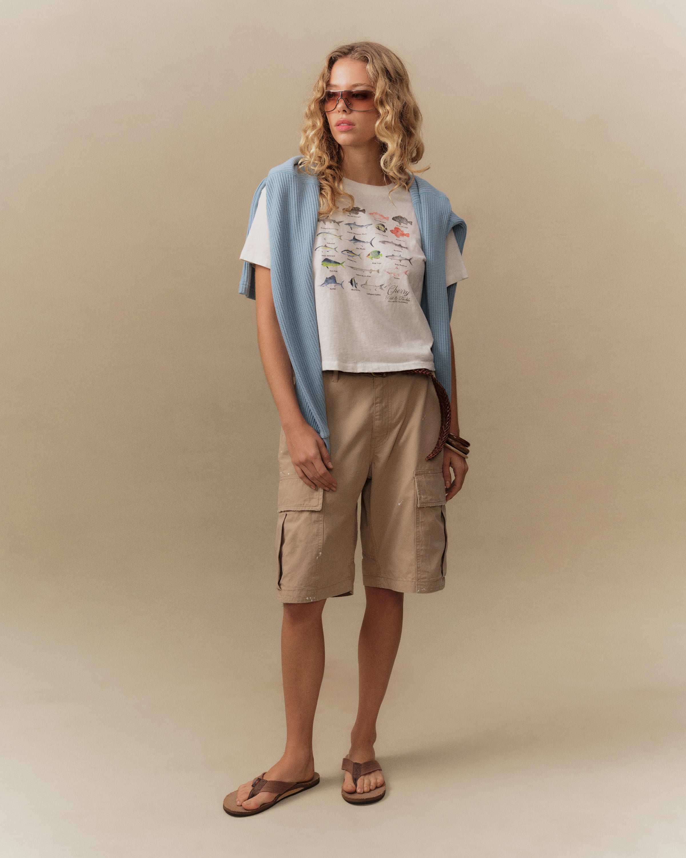 Women's Fish Boxy Tee (Vintage White)