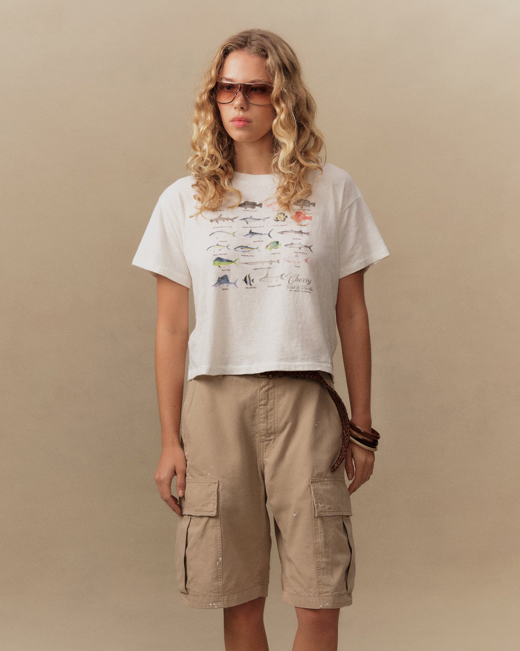 Women's Fish Boxy Tee (Vintage White)