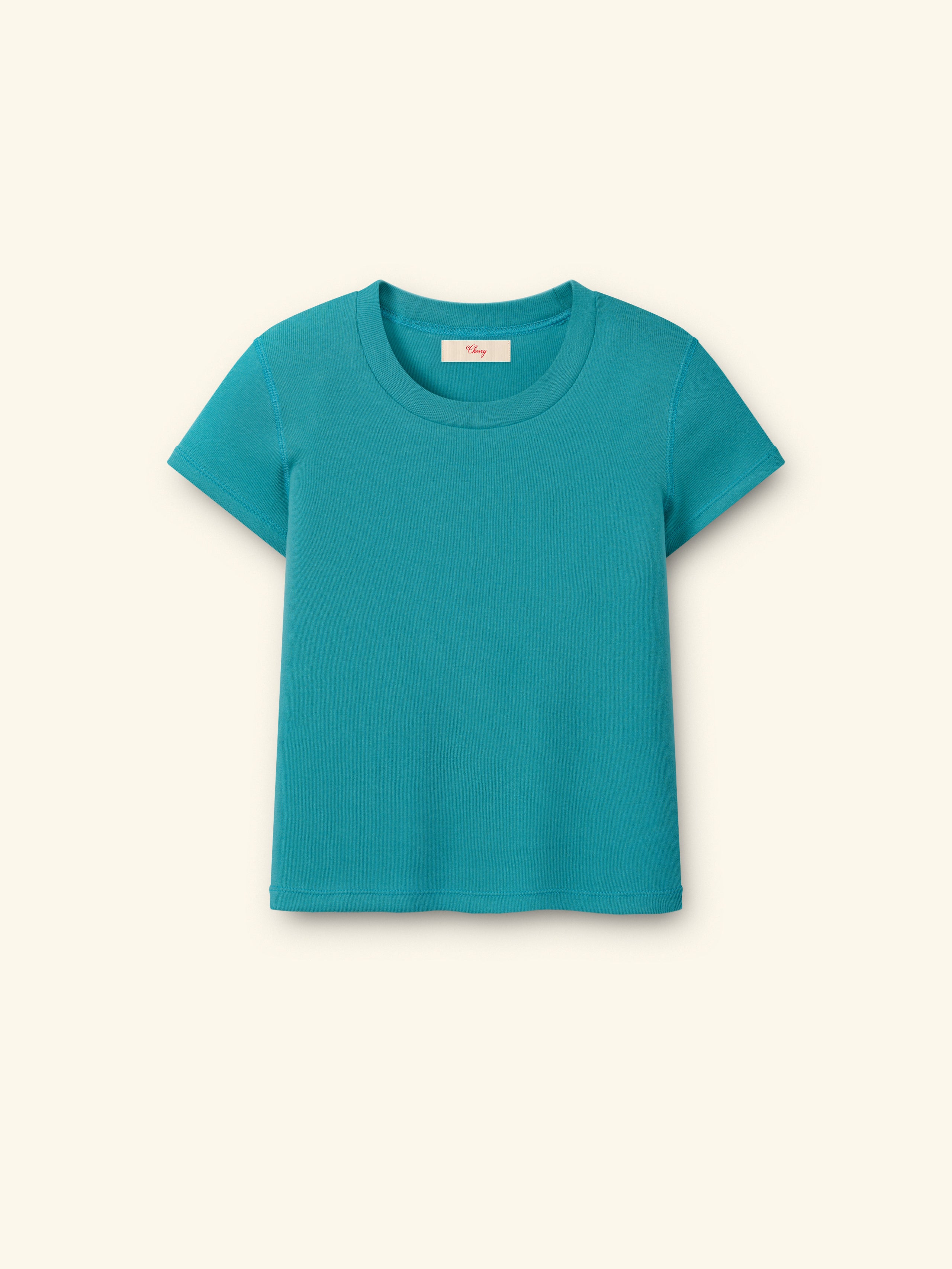 Women's Ribbed Fitted Tee (Turquoise)
