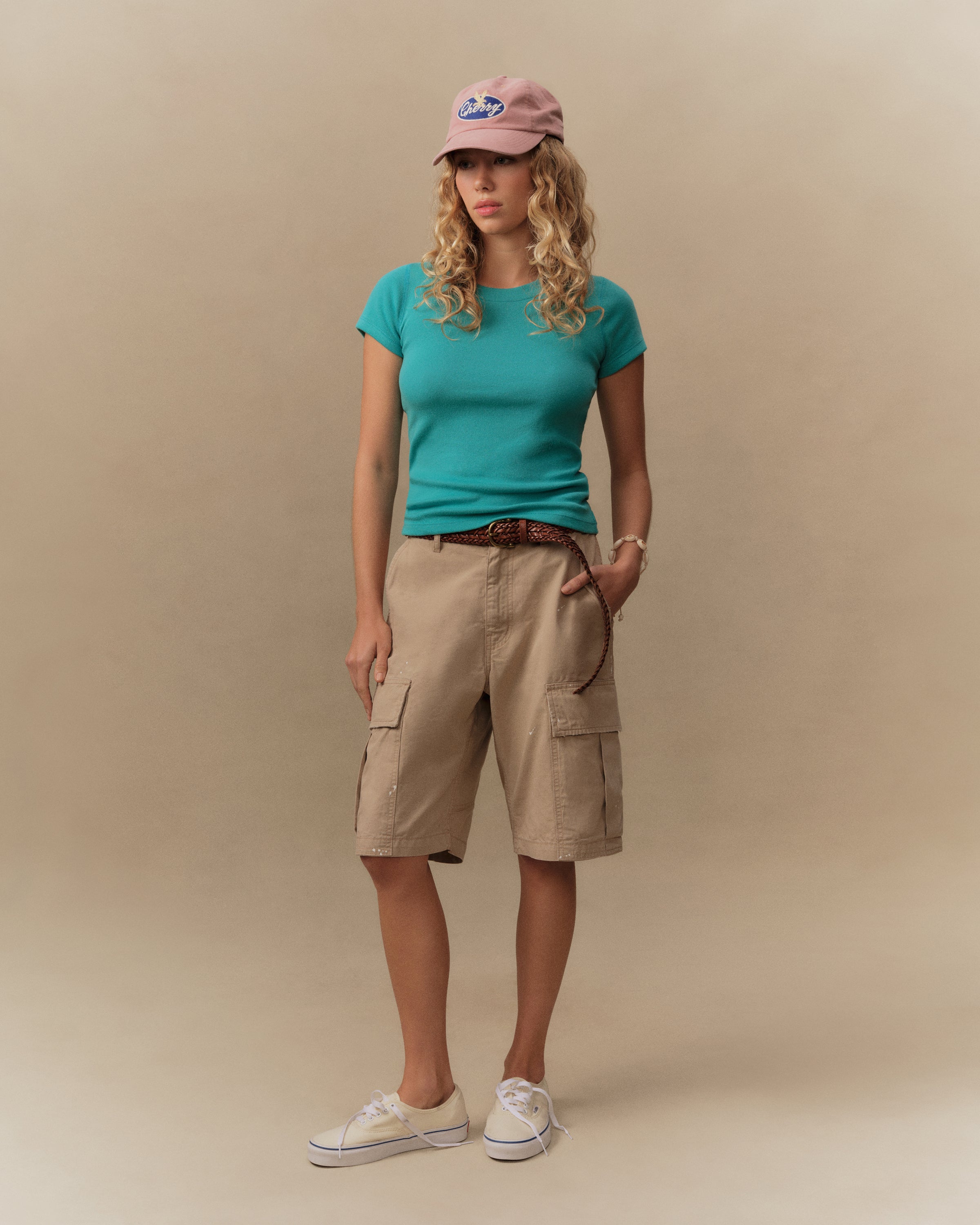 Women's Ribbed Fitted Tee (Turquoise)