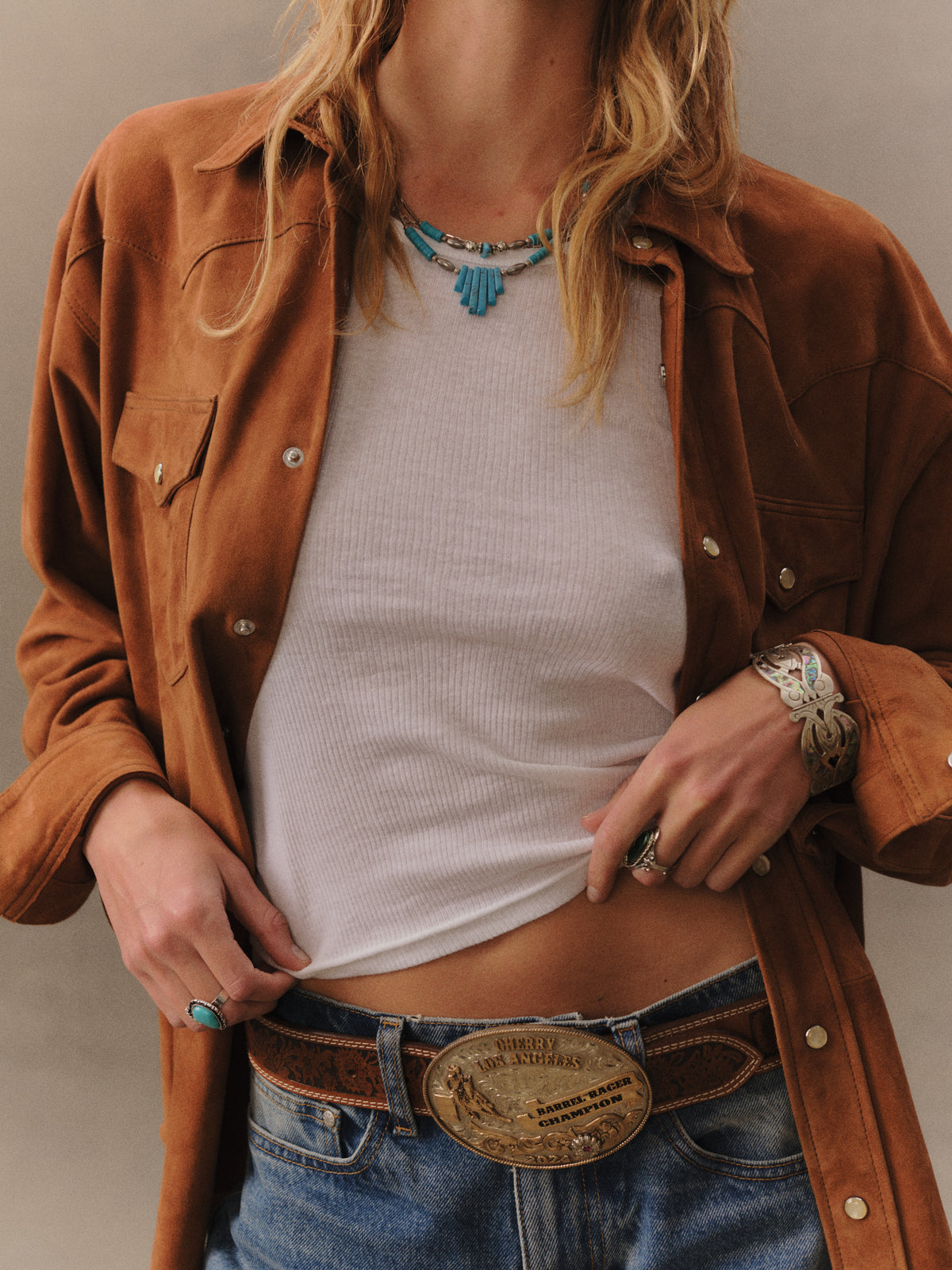 Suede Boxy Western Shirt