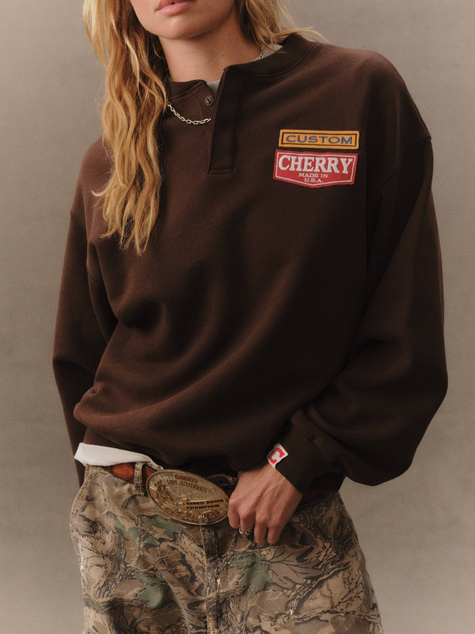 Patch Work Henley Crew