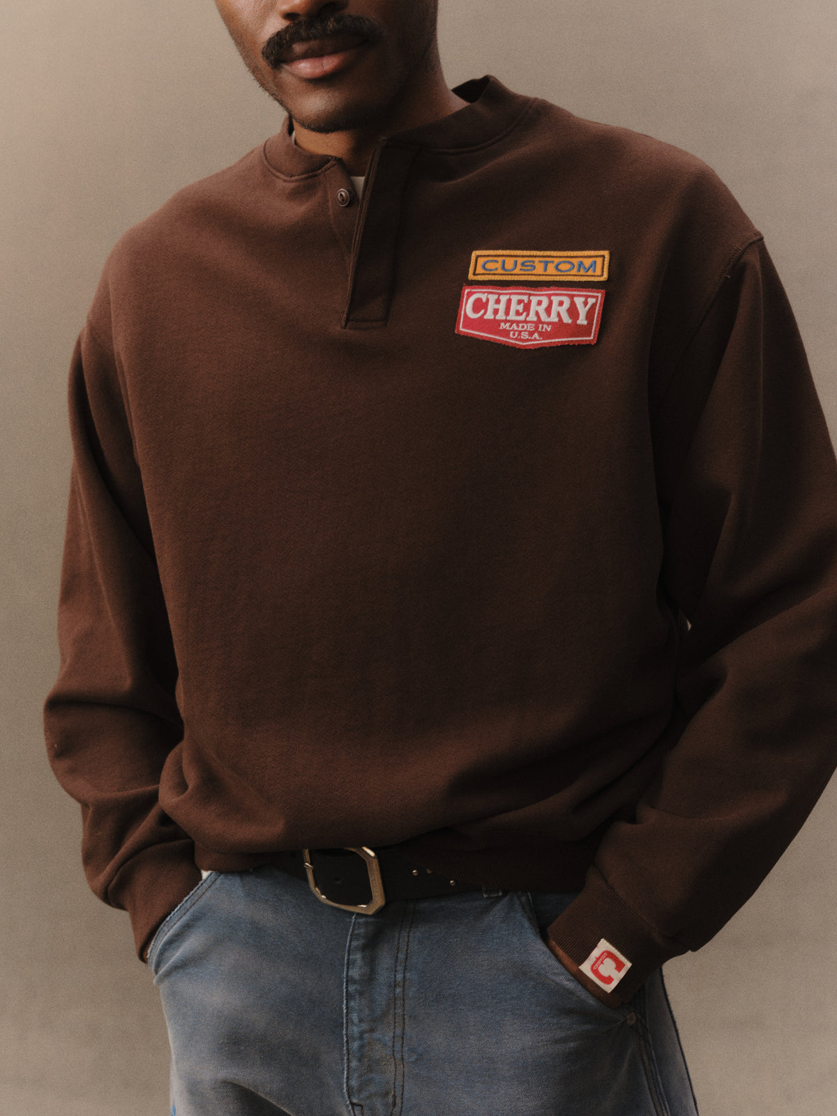 Patch Work Henley Crew