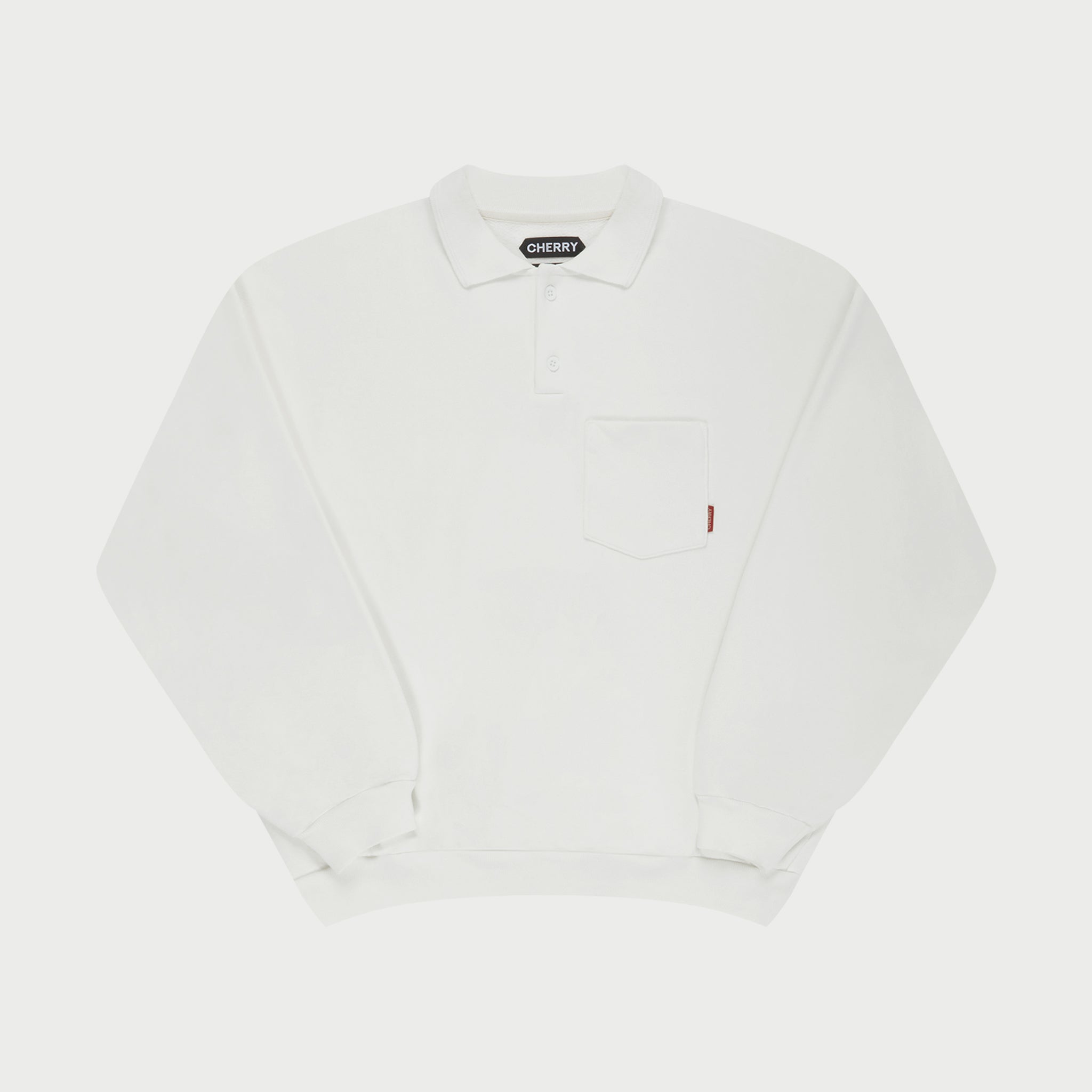 Basic L/S Polo Fleece (White)
