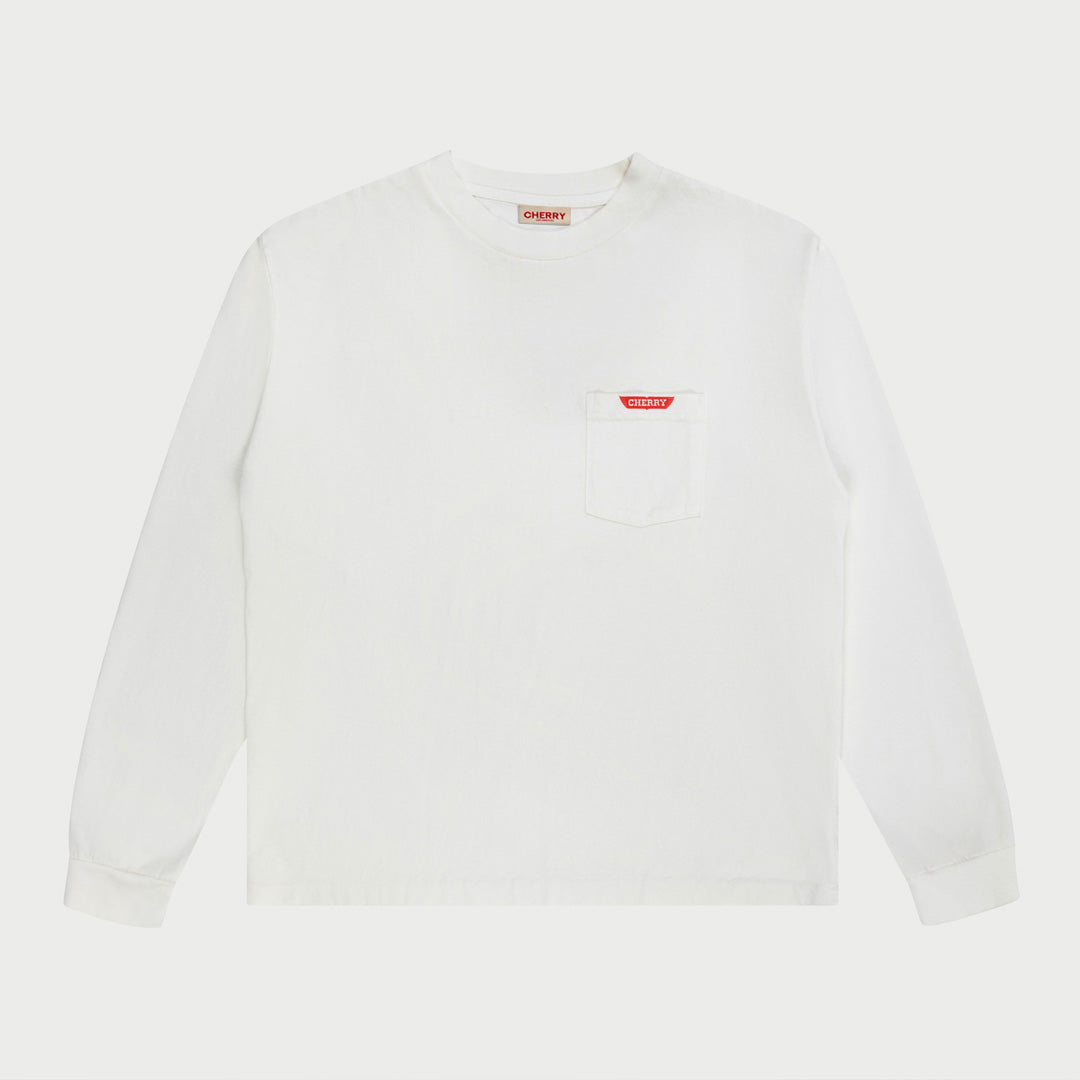 Long Sleeve Pocket T-Shirt (White)