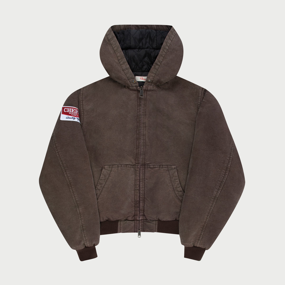 Hooded Canvas Work Jacket (Espresso)