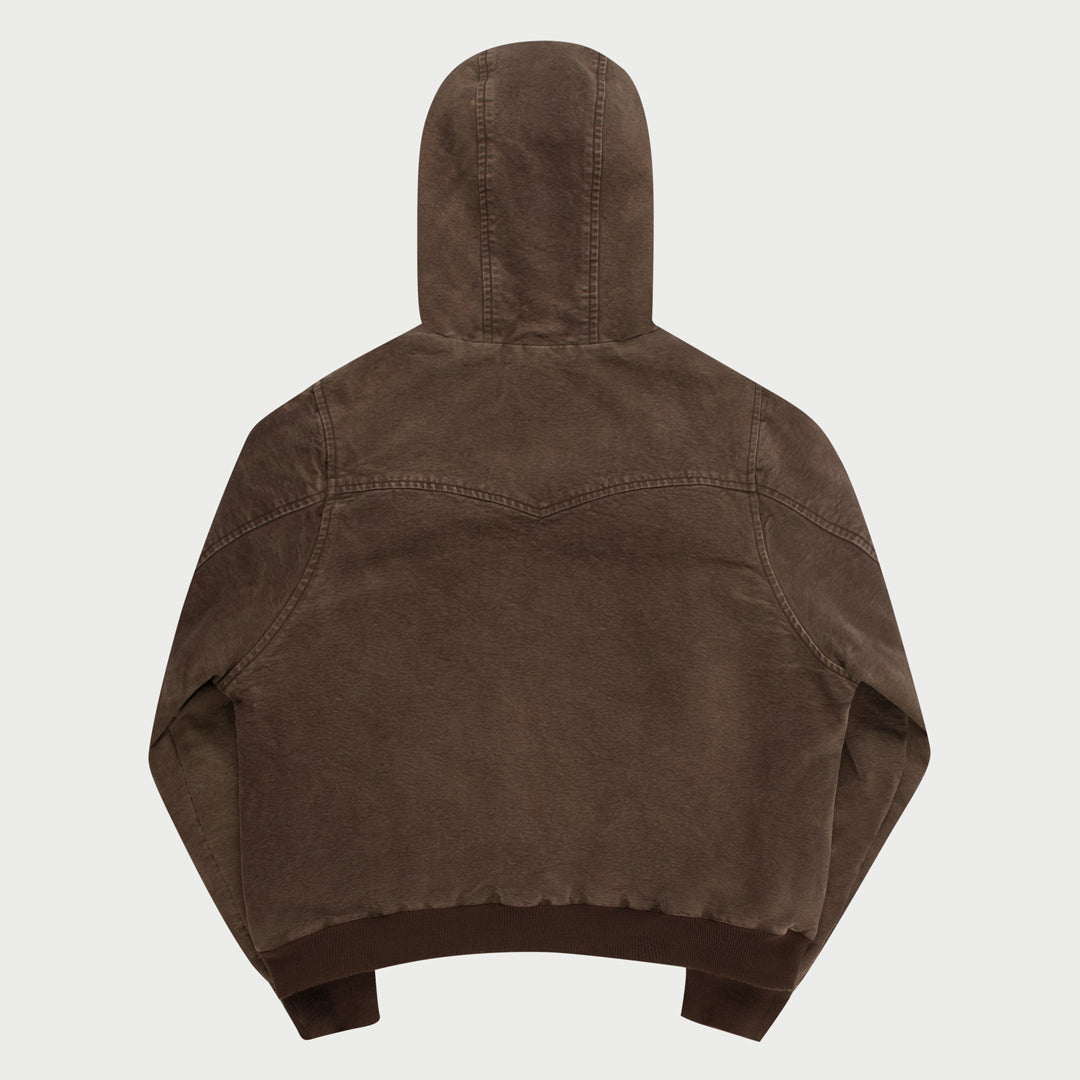 Hooded Canvas Work Jacket (Espresso)