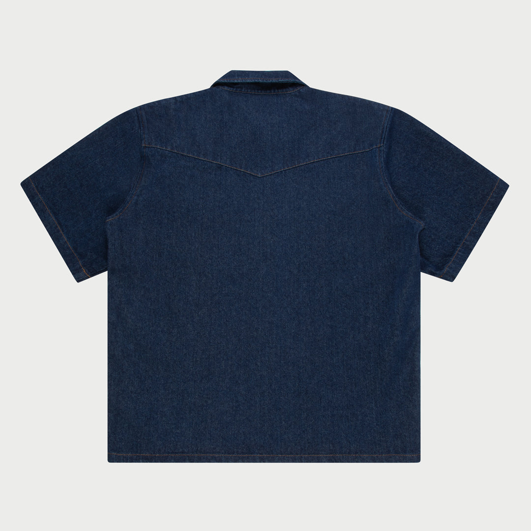 Denim Chambray Short Sleeve Shirt (Indigo)