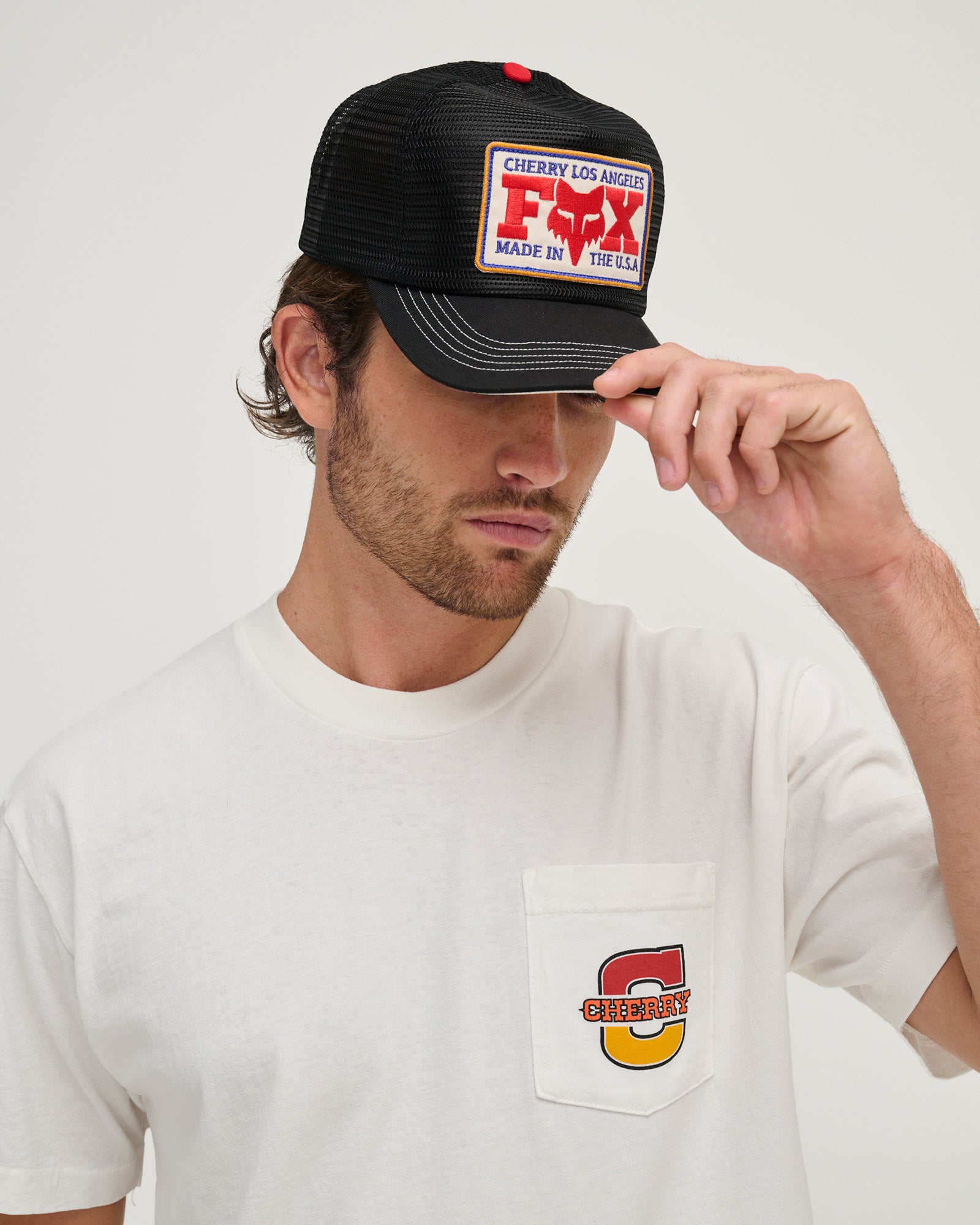 Fox X Cherry Mesh Trucker Hat (Black)