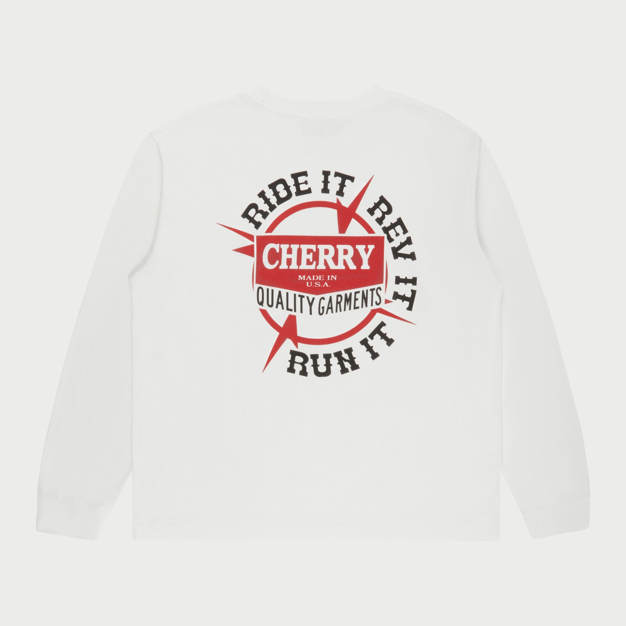 Ride It, Rev It Pocket L/S T-Shirt (White)