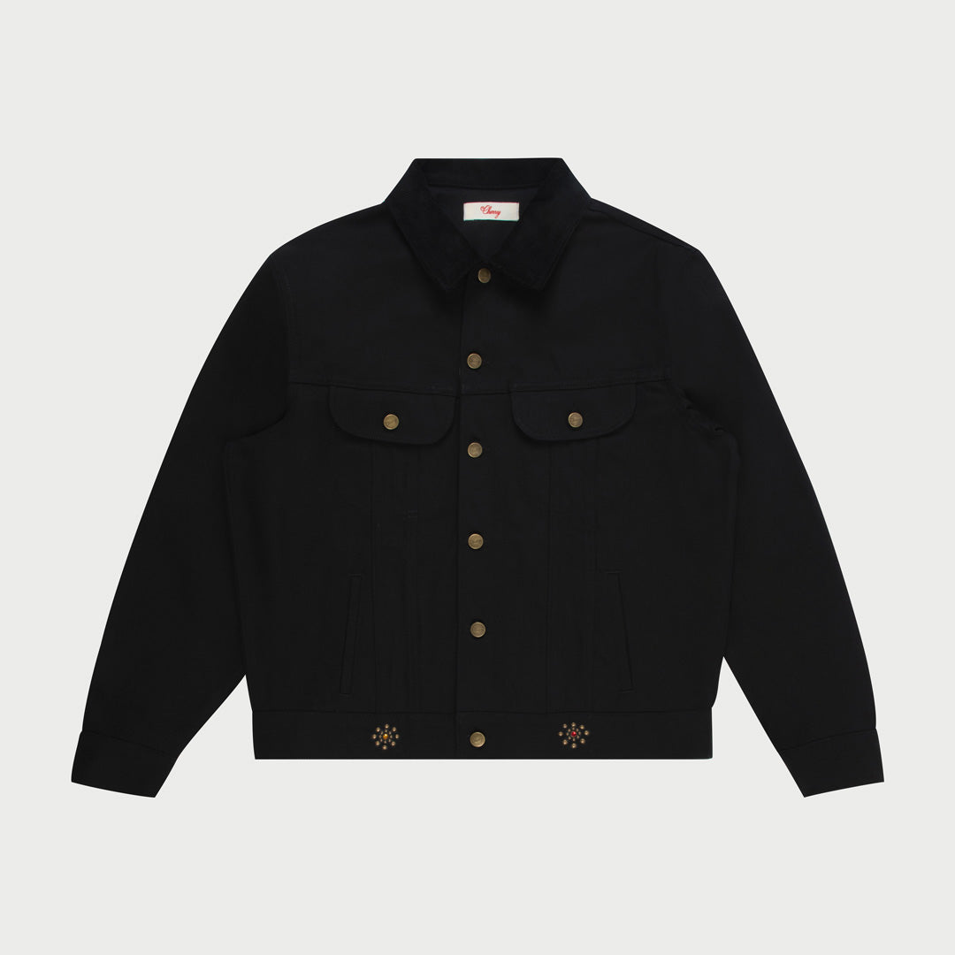 Studded Denim Trucker Jacket (Black)