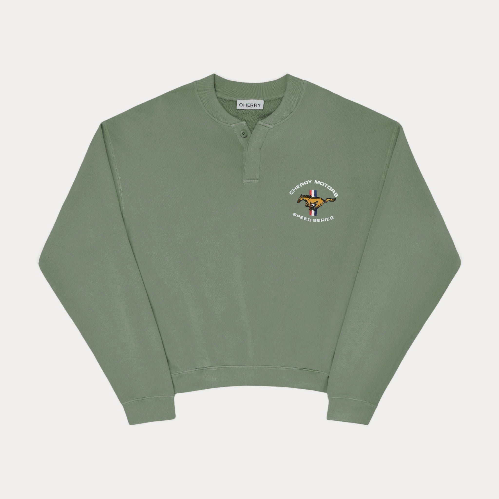 Horse Power Henley Crewneck (Vintage Hunter Green)