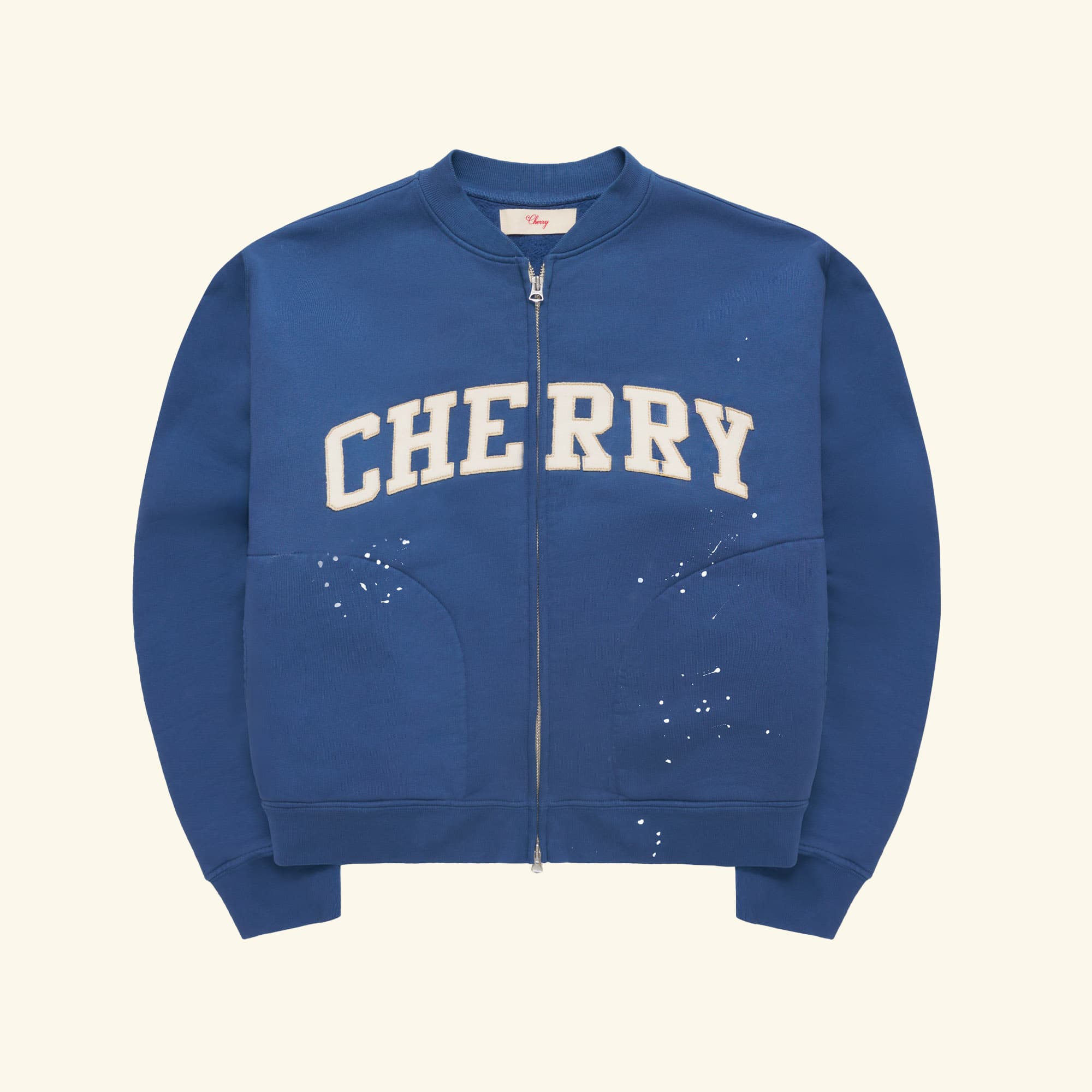 Applique Zip Up Crew (Vintage Blue)