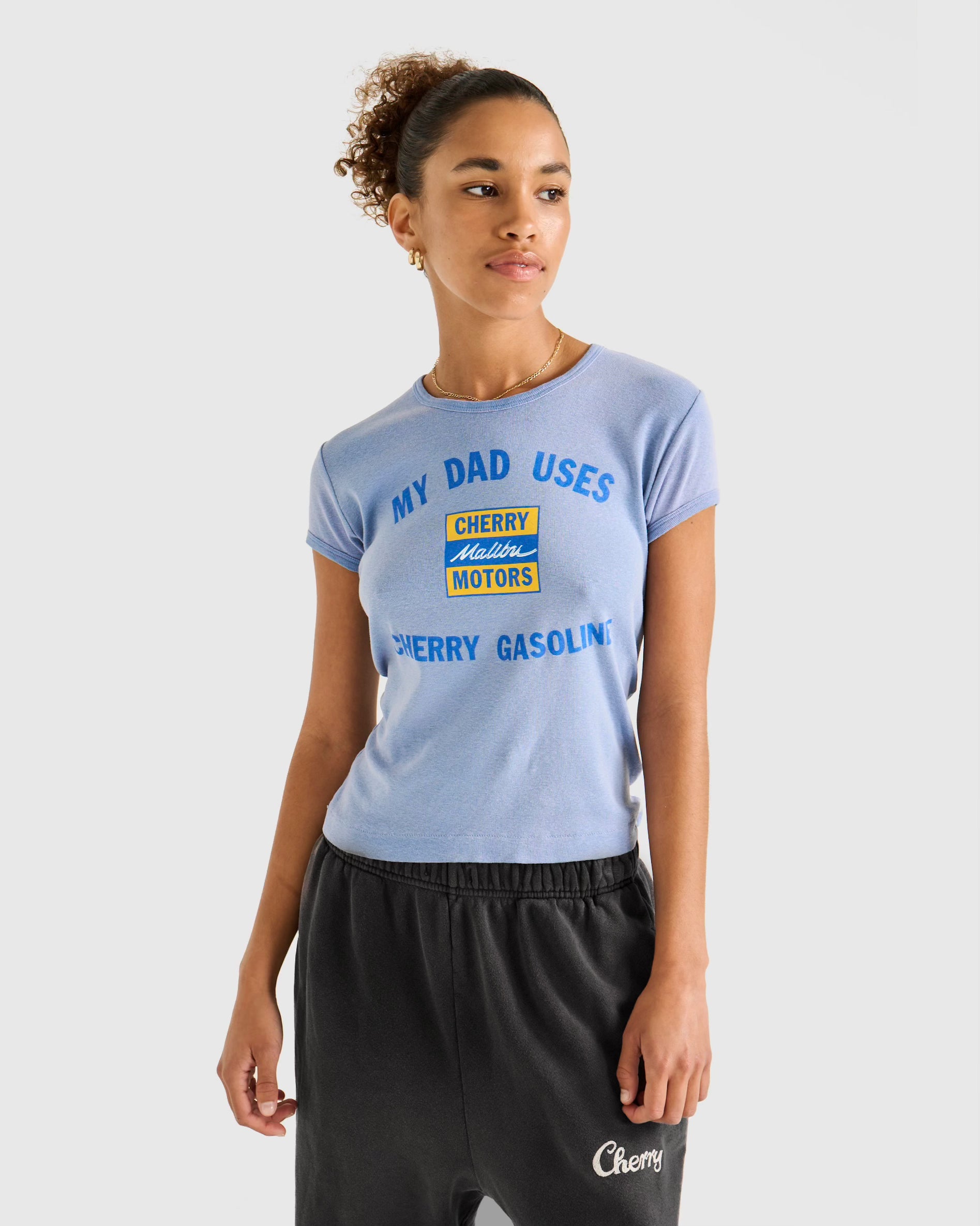 Gasoline Scoop Baby Tee (Sky Blue)