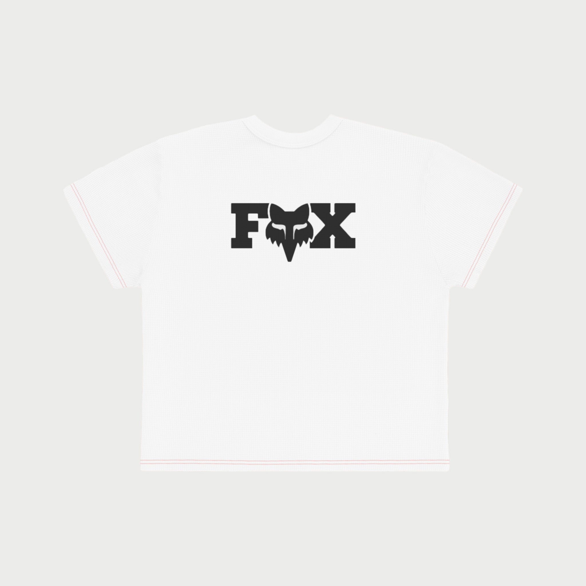 Fox X Cherry Contrast Baby Tee (White)