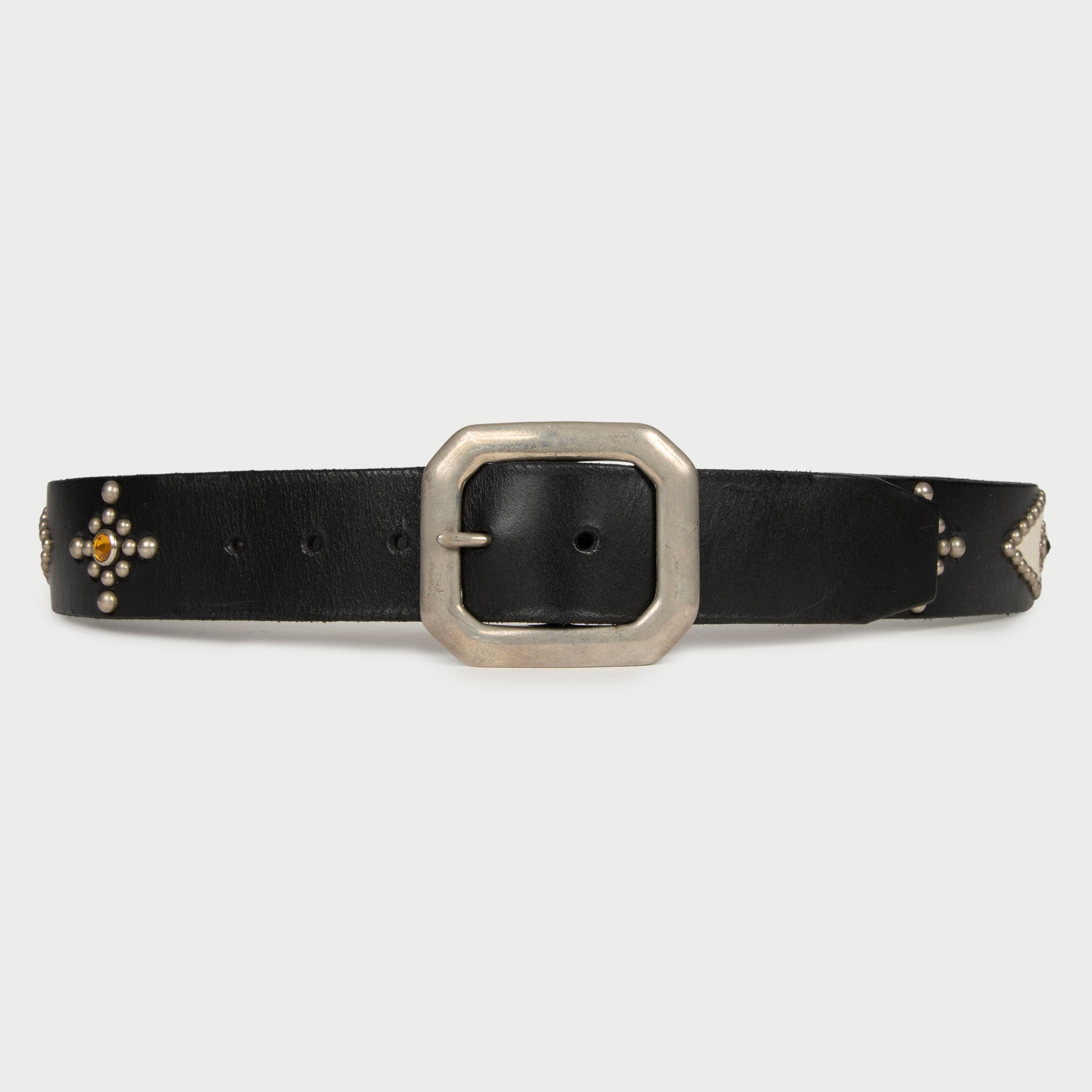 Cherry Studded Leather Belt (Black)