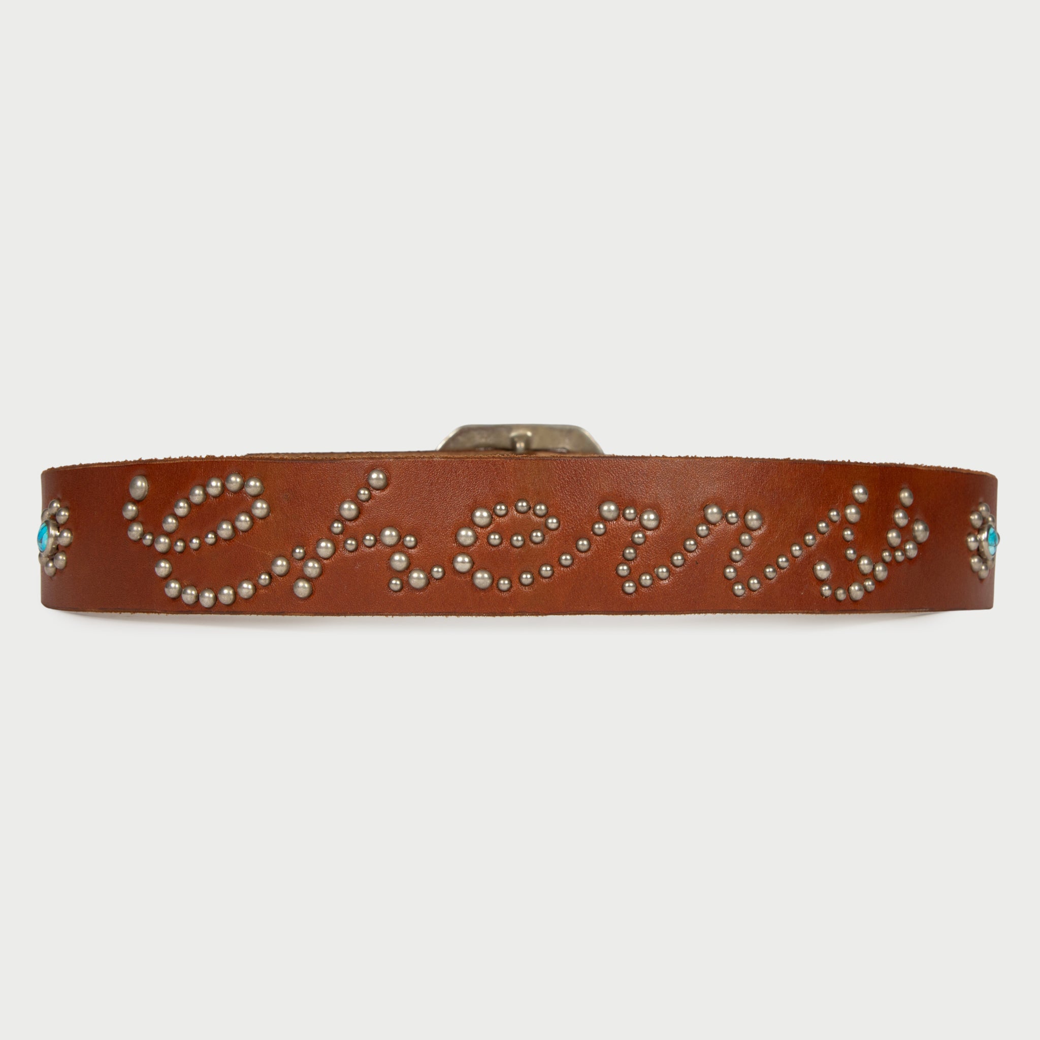 Cherry Studded Leather Belt (Brown)