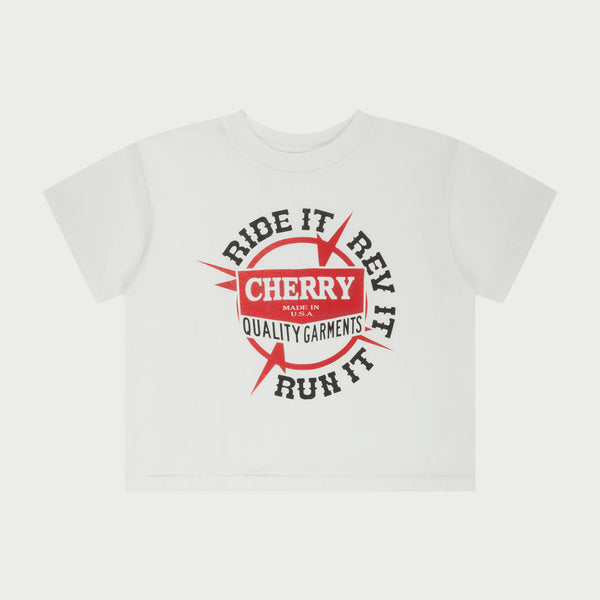 Ride It, Rev It Boxy Baby Tee (White) – CHERRY LA