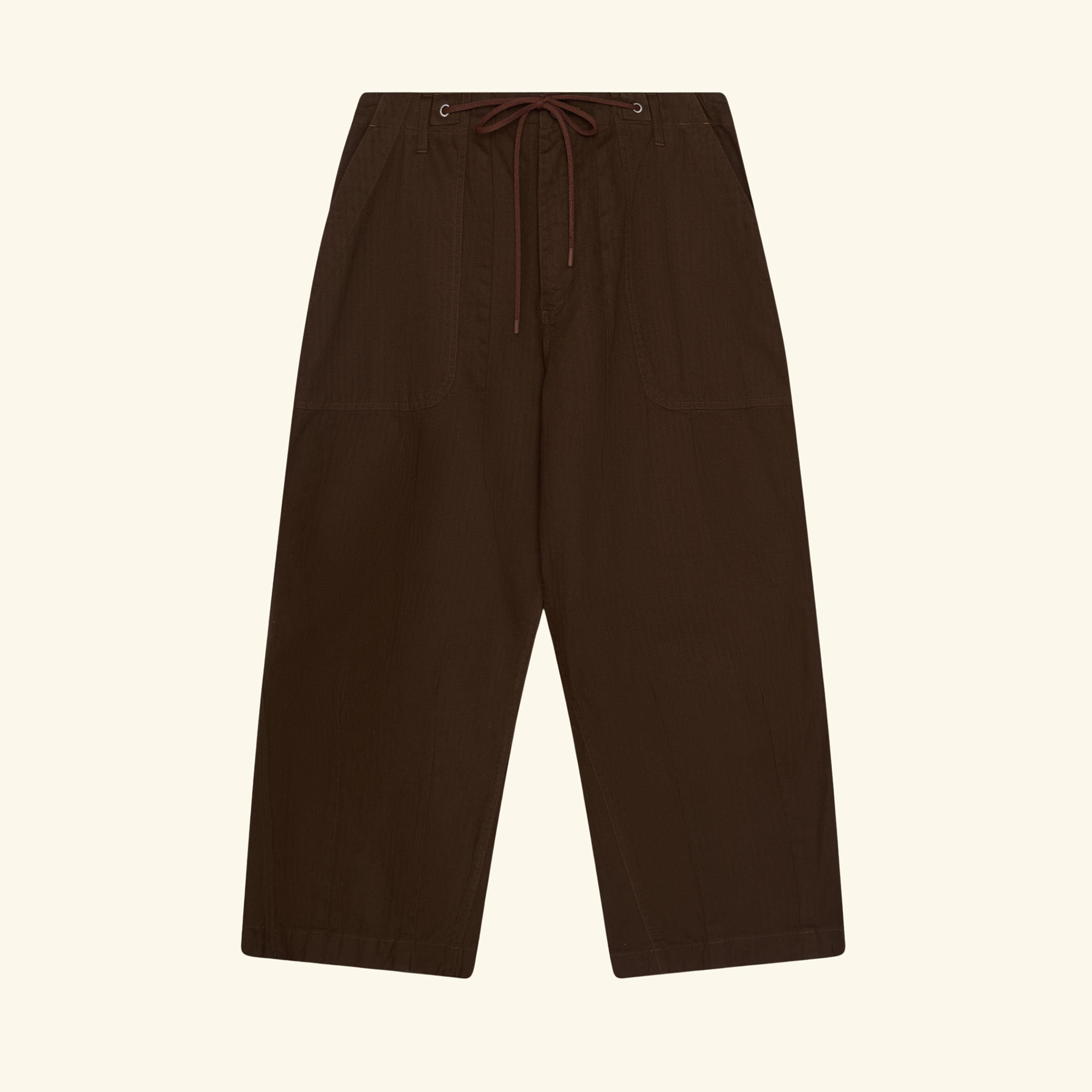 Herringbone Parachute Pants (Brown)