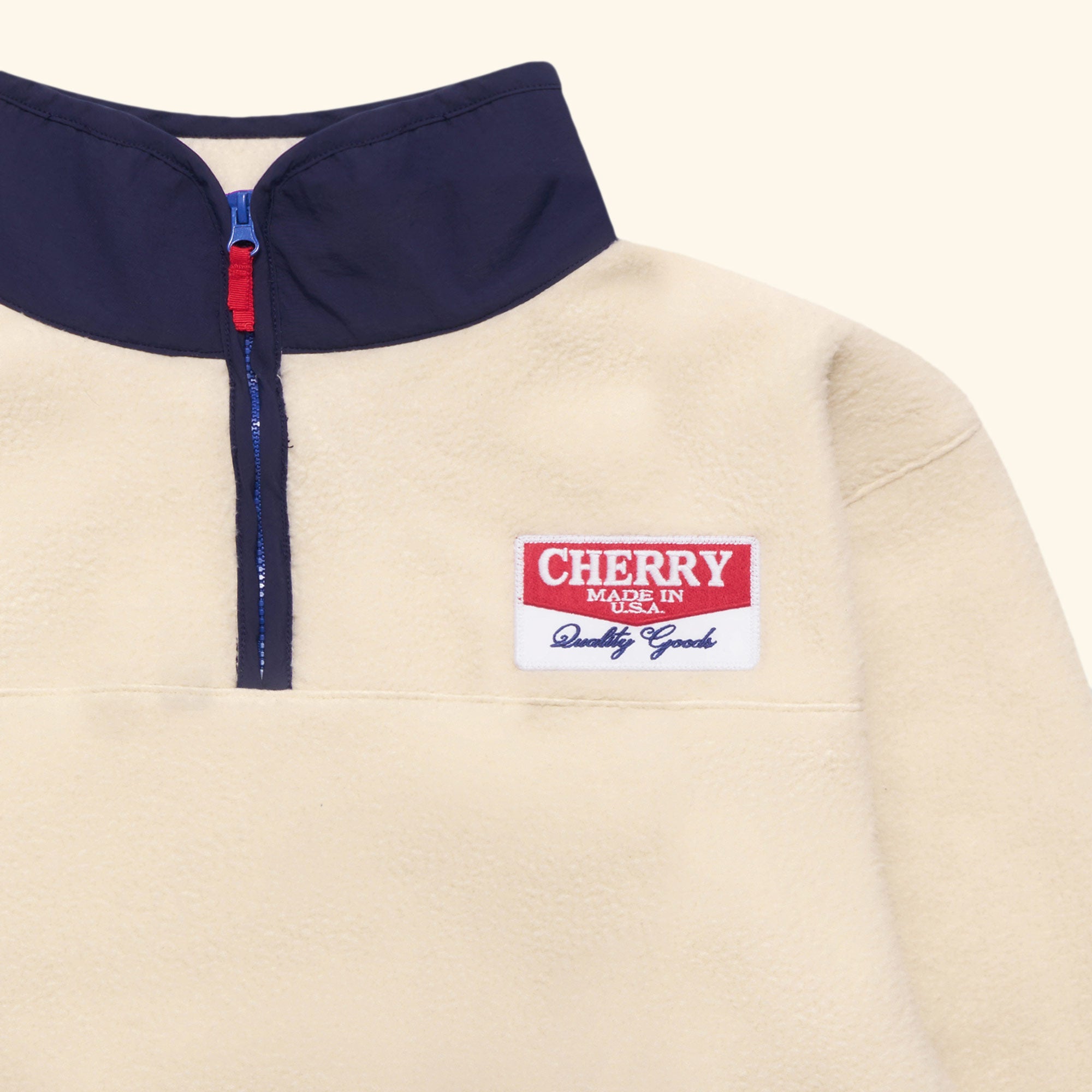 Racing Half Zip Fleece (Cream/Navy)