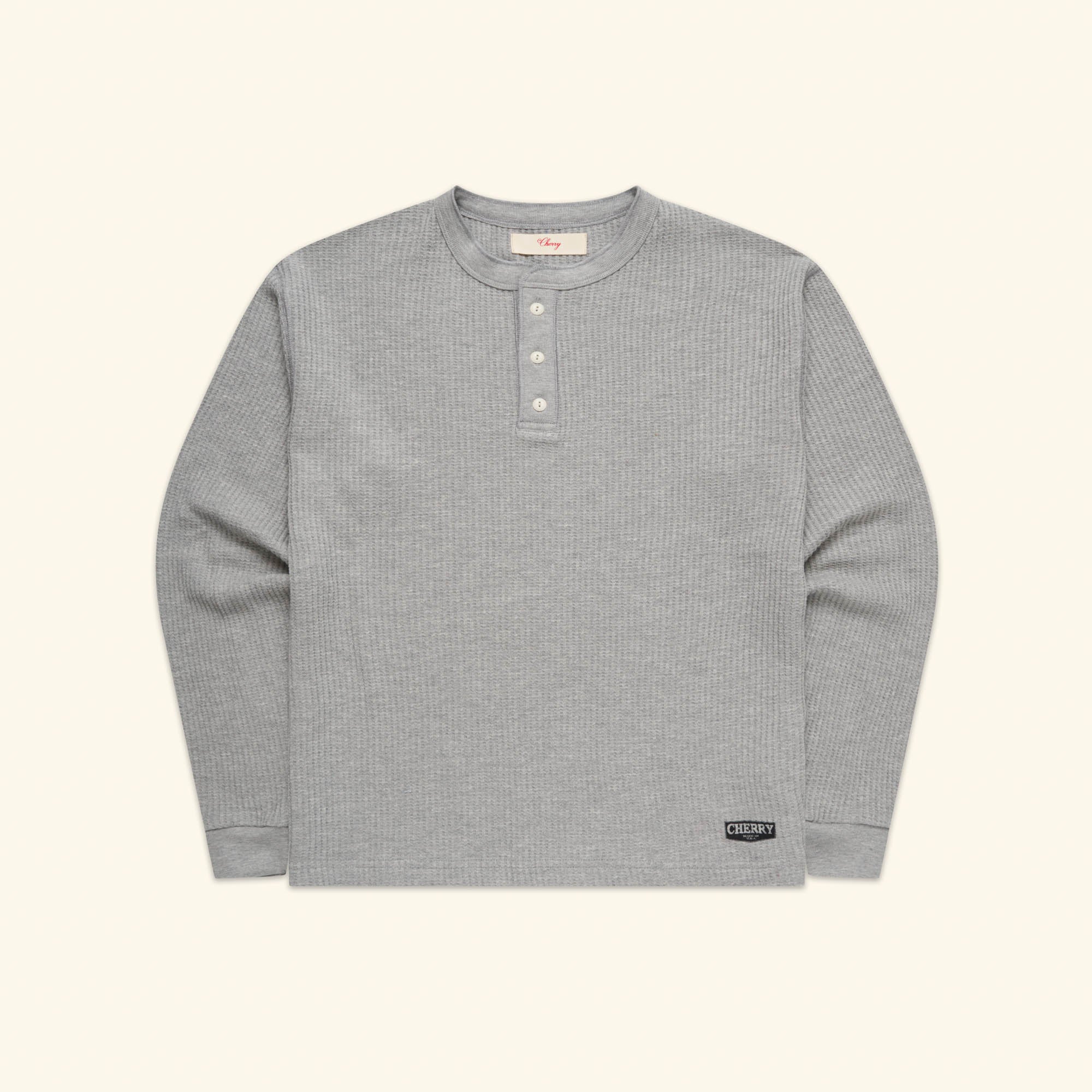 Chevron Classic Henley Thermal (Heather Grey)