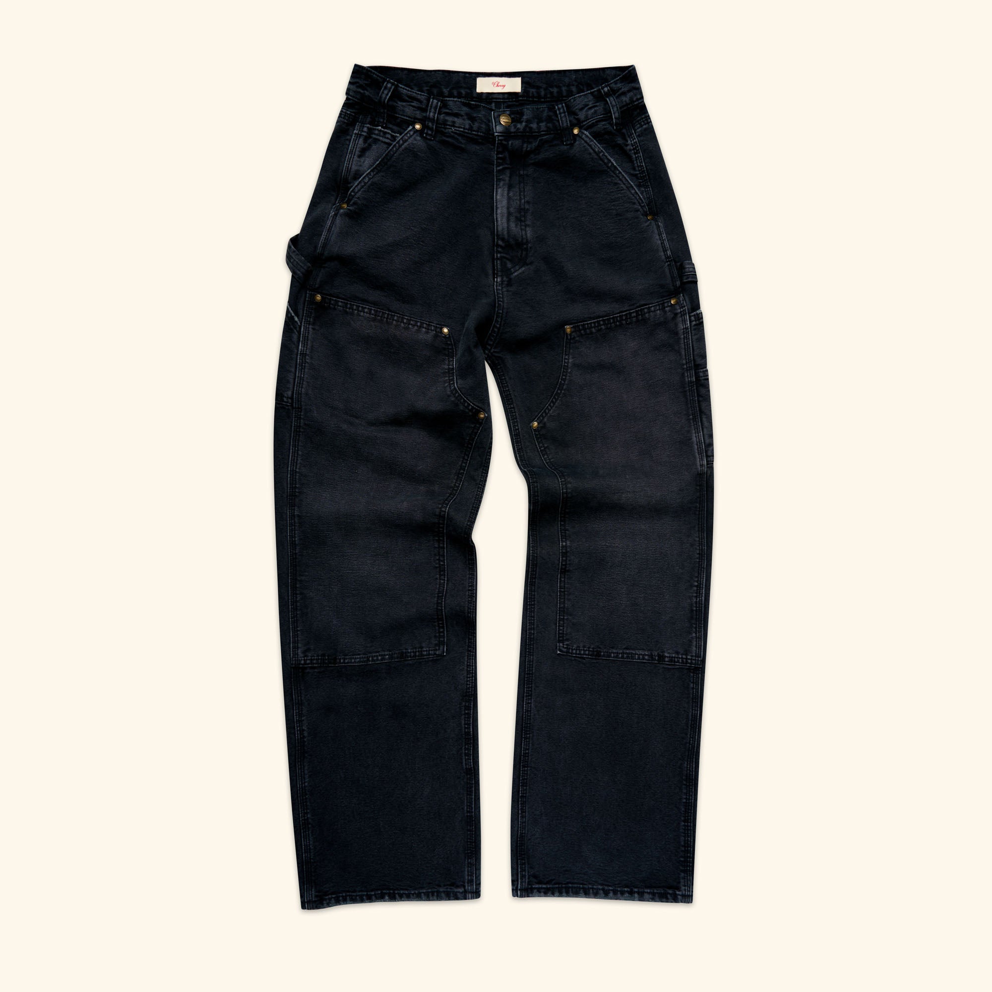 Wide Leg Double Knee (Black)