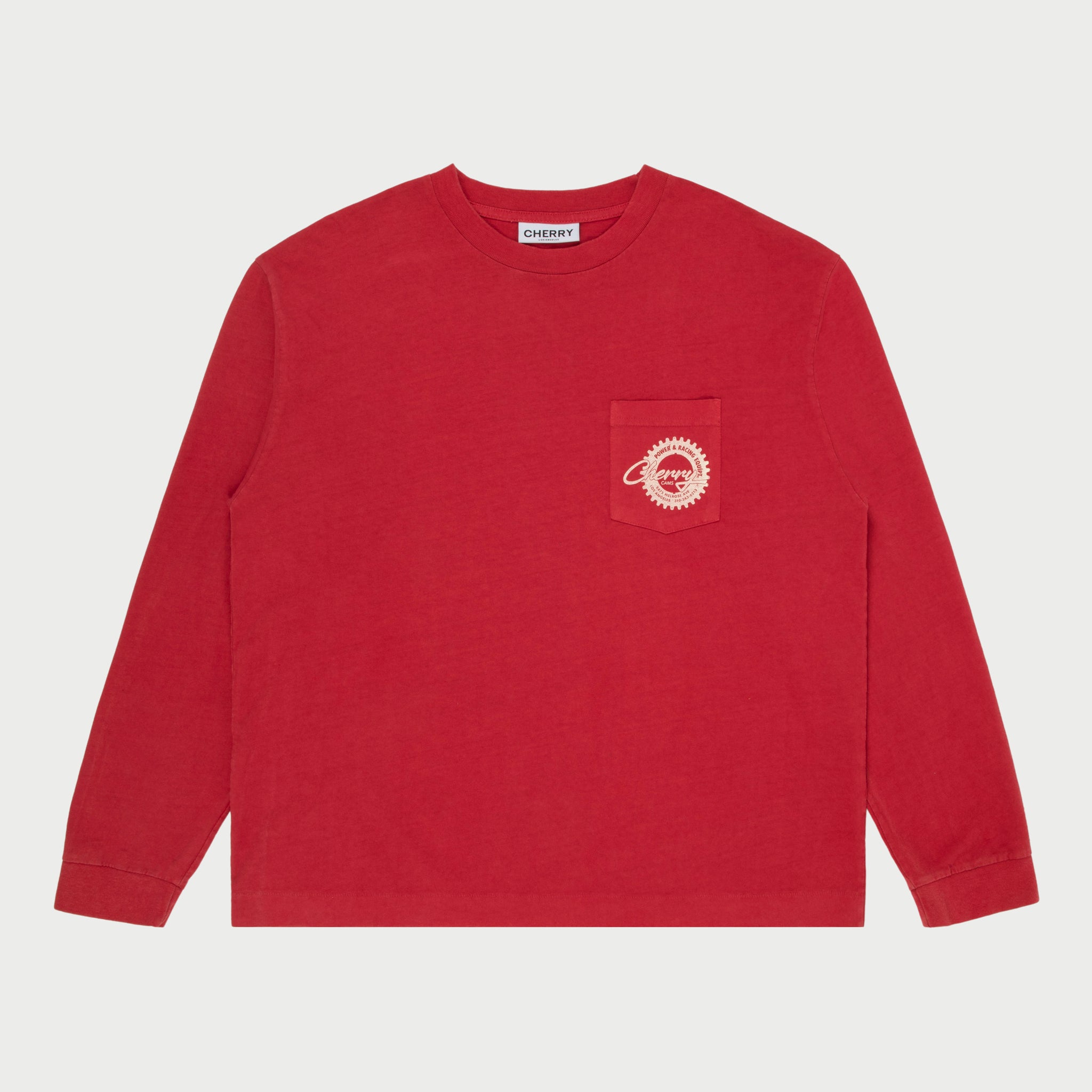 Cherry Cams Pocket L/S T-Shirt (Vintage Red)