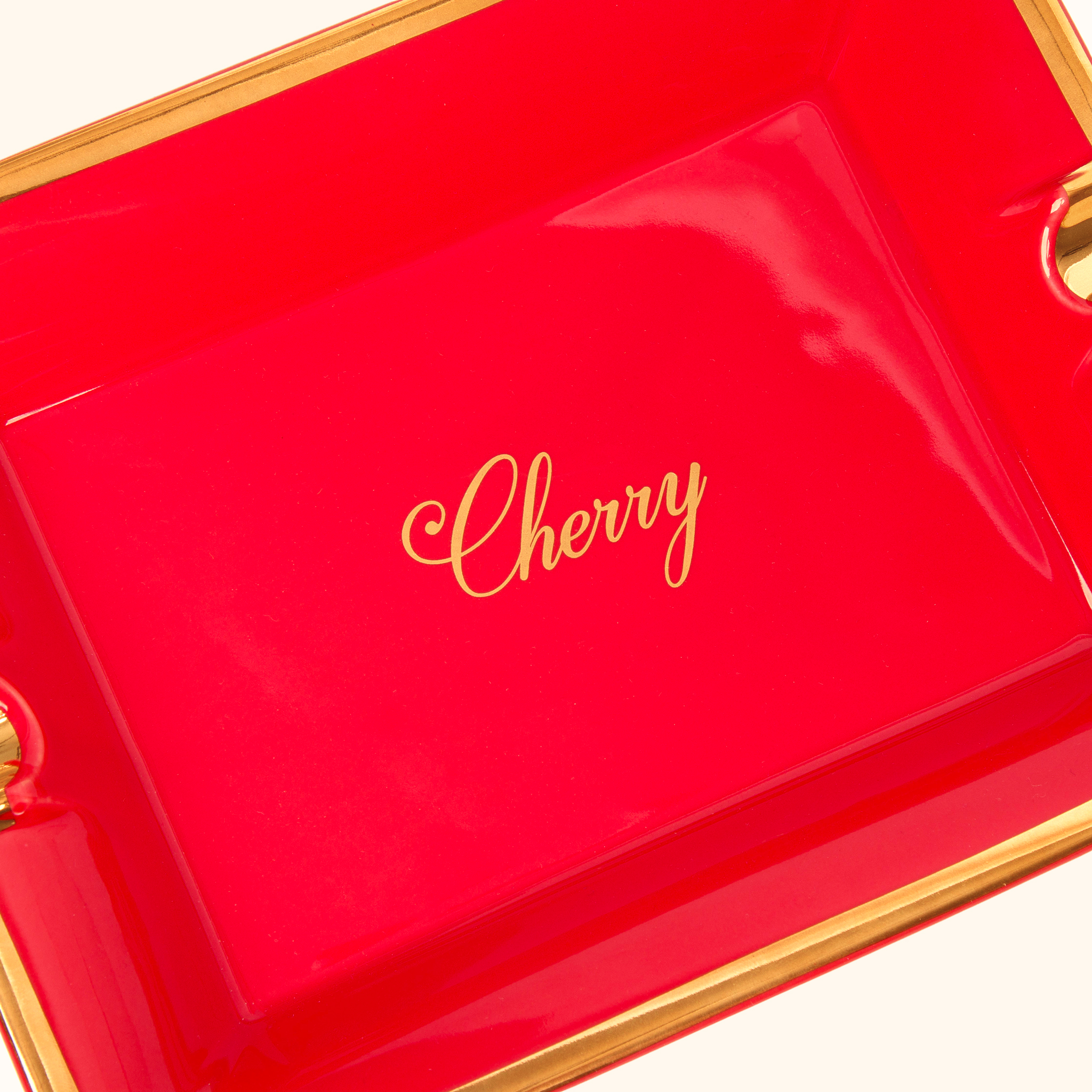 Rectangular Ceramic Ashtray (Red/Gold)