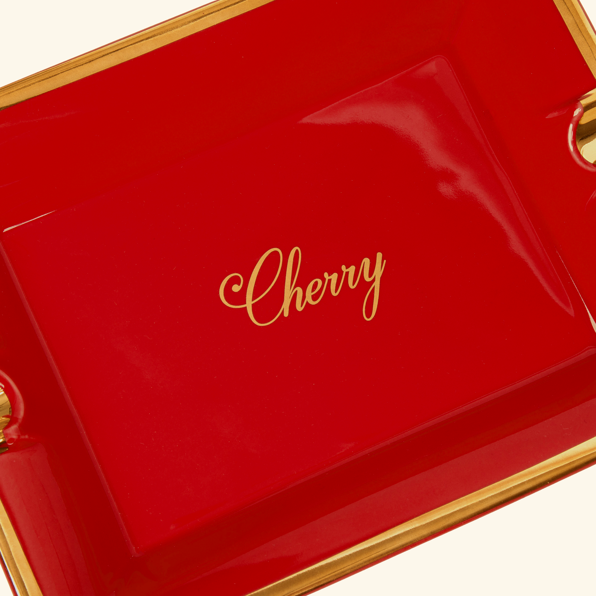 Rectangular Ceramic Ashtray (Red/Gold)