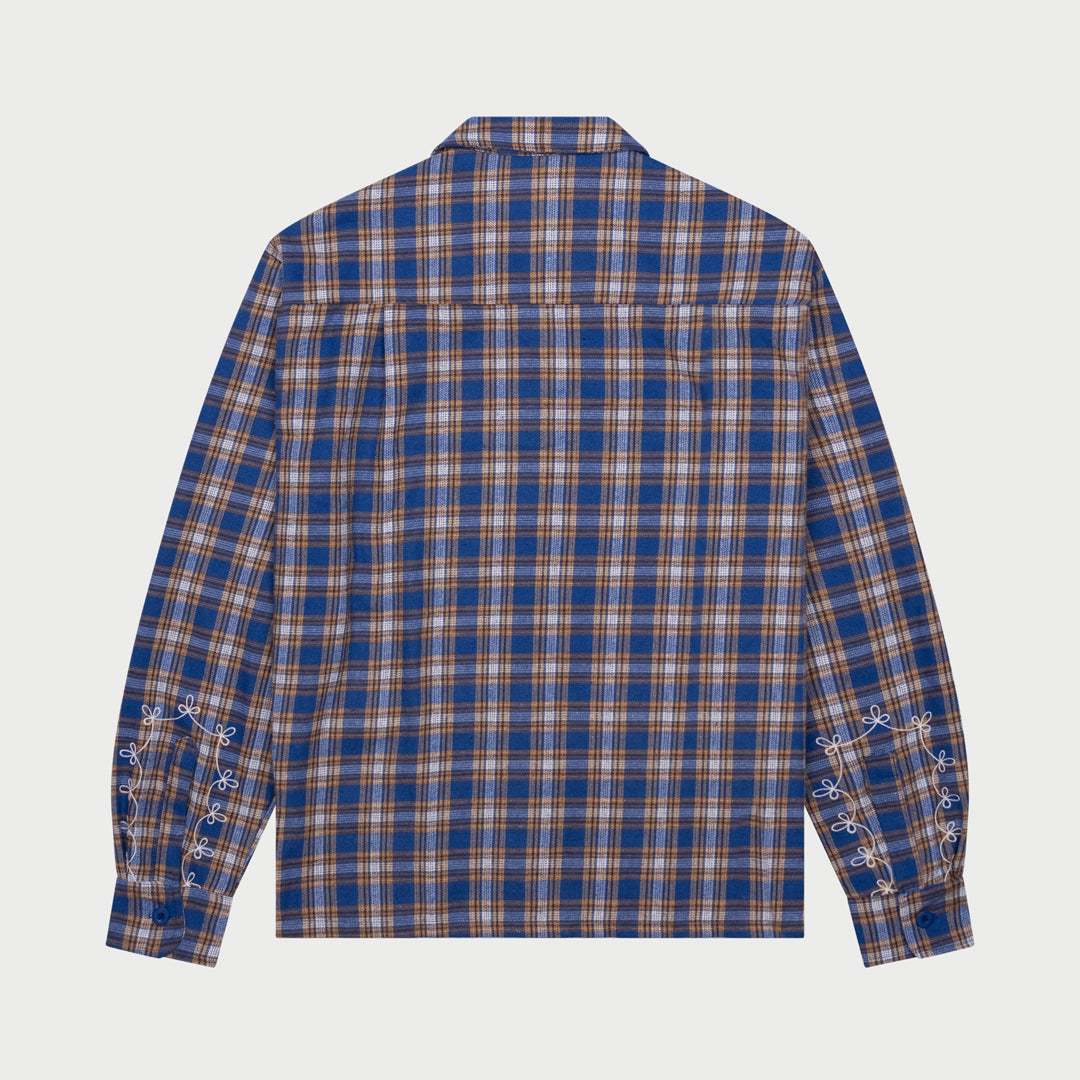 Western Boxy Plaid Shirt (Blue)