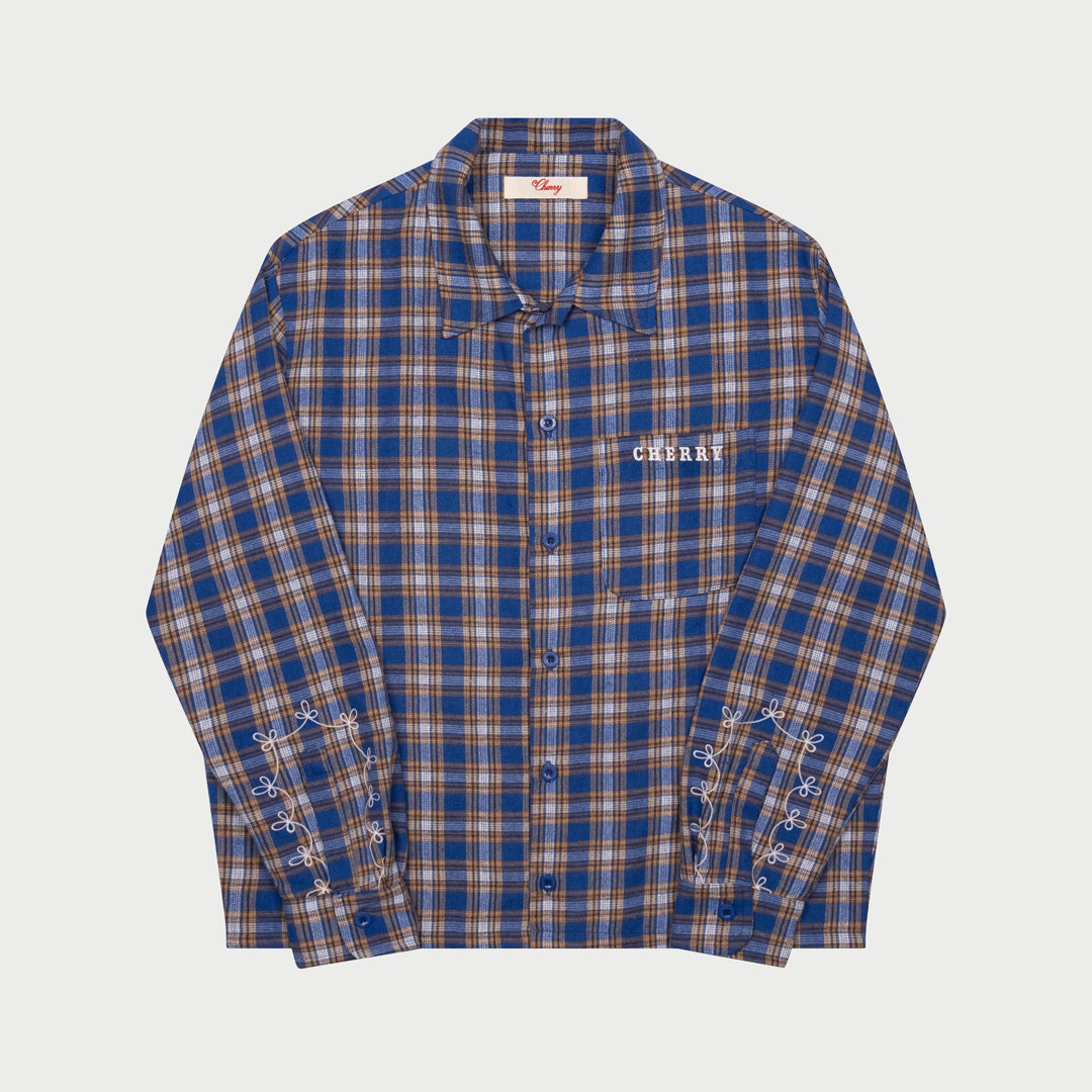 Western Boxy Plaid Shirt (Blue)