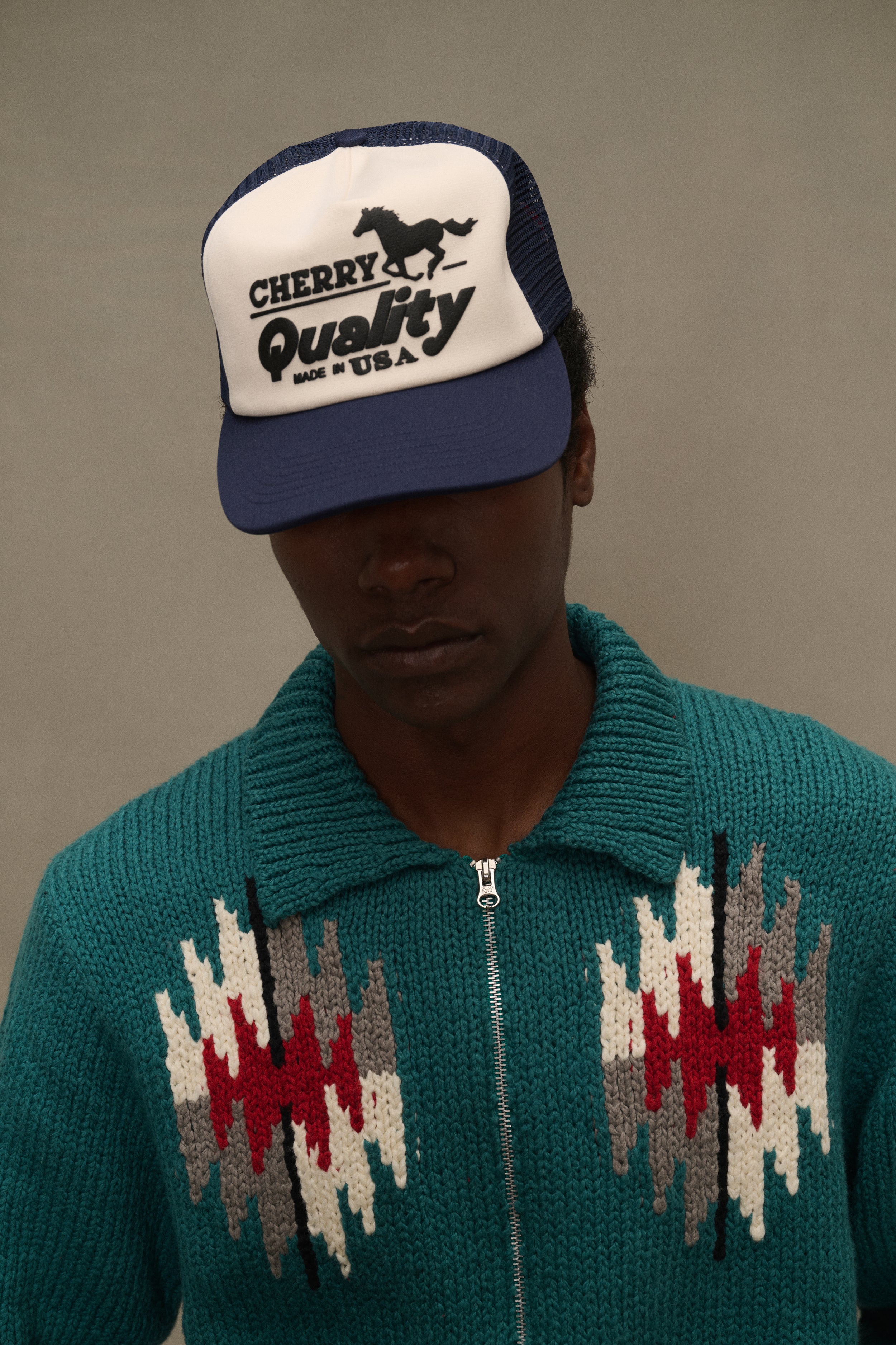 トップス TUITACI NAVAJO VELVET NAJA SHIRTS GREEN2 Navajo Knit Zip Jacket (Emerald) – CHERRY LA