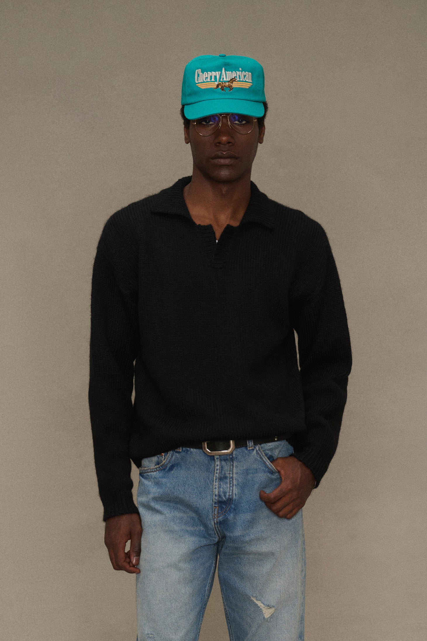 Alpaca Knit Henley (Black)