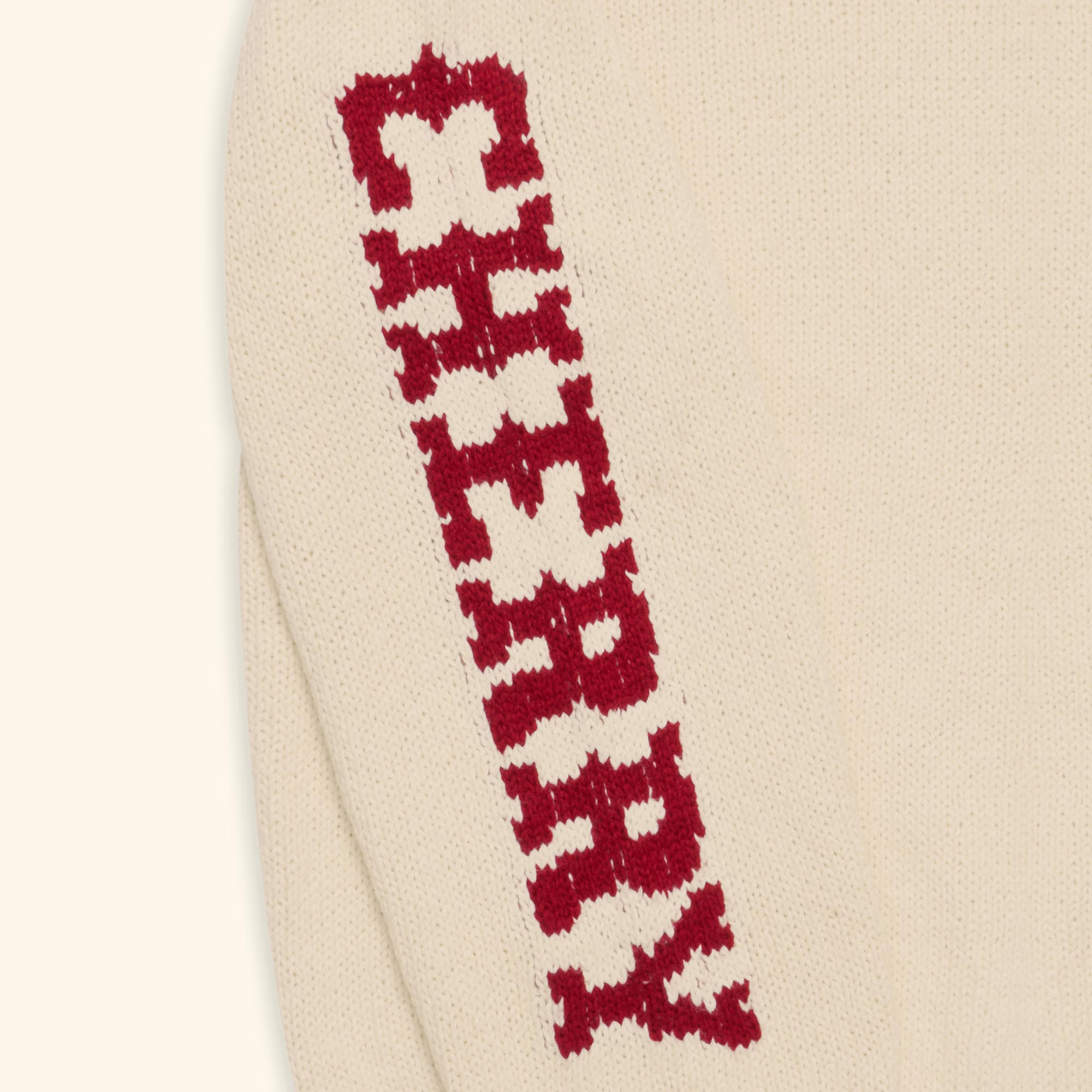 Cotton Knit Crewneck (Cream/Red)