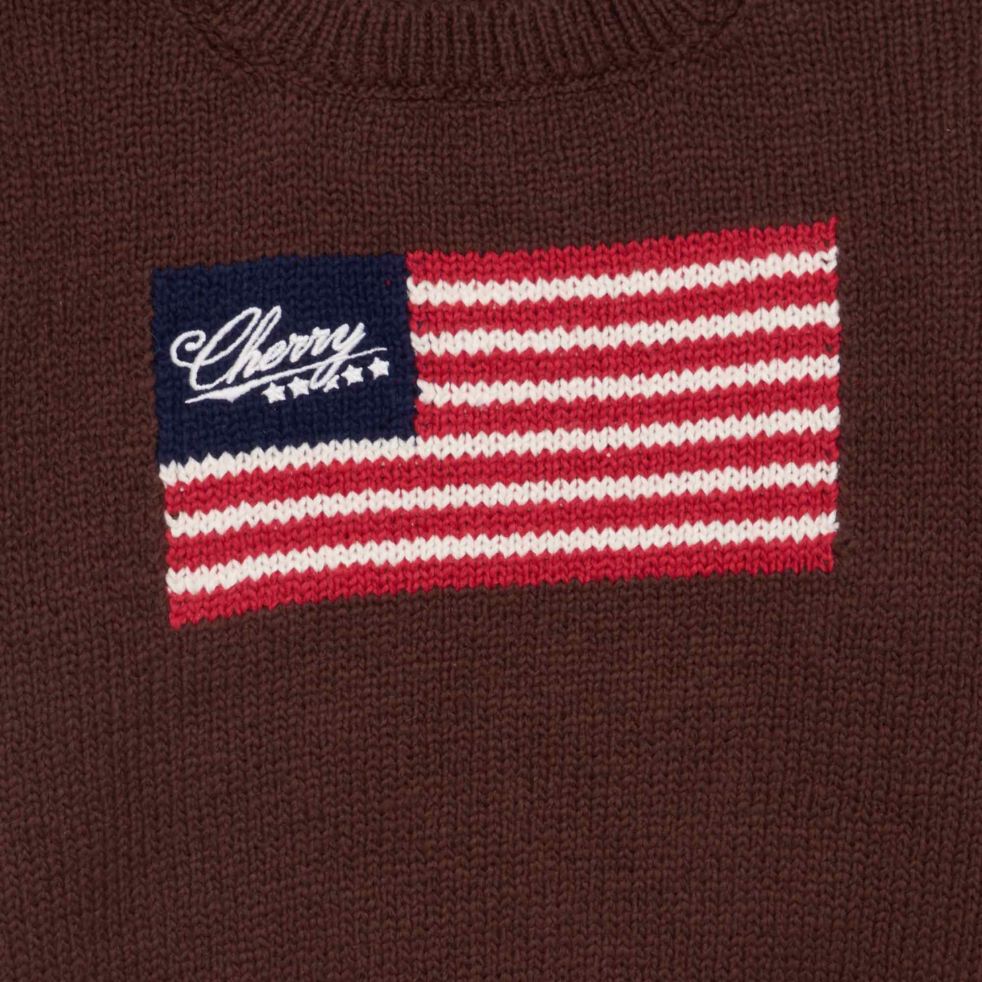 Women's American Flag Crewneck (Brown)