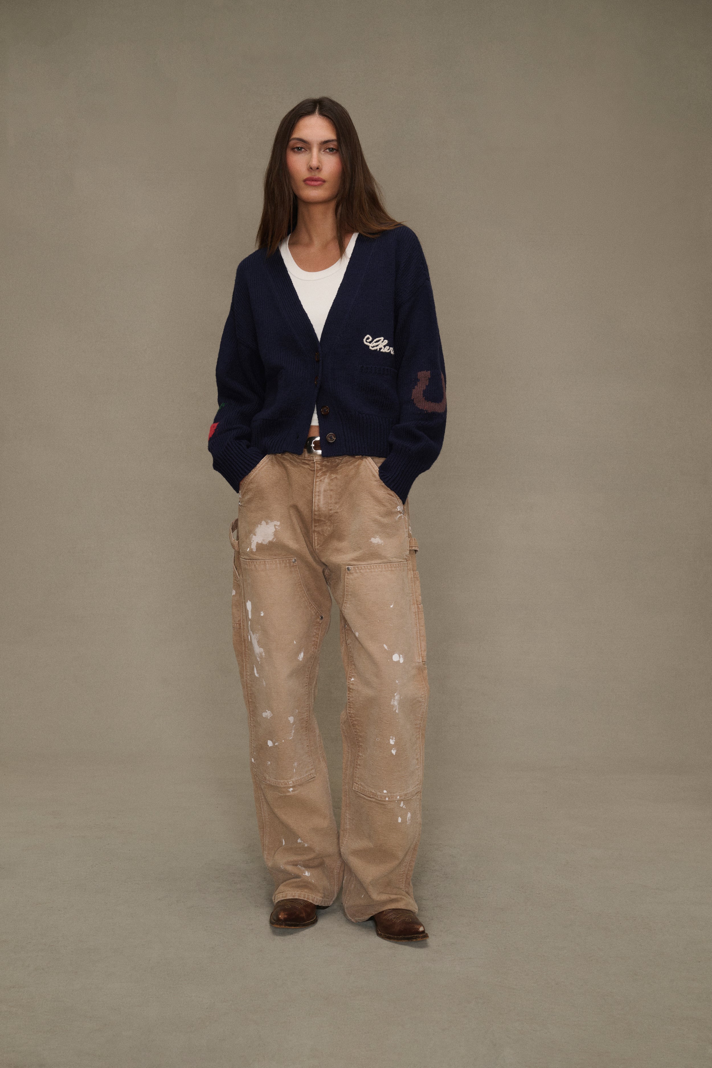 Women's Cropped Cardigan (Navy) – CHERRY LA