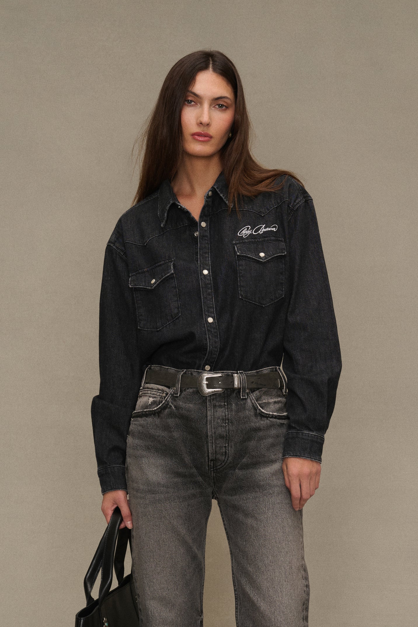 Denim Western Shirt (Black)