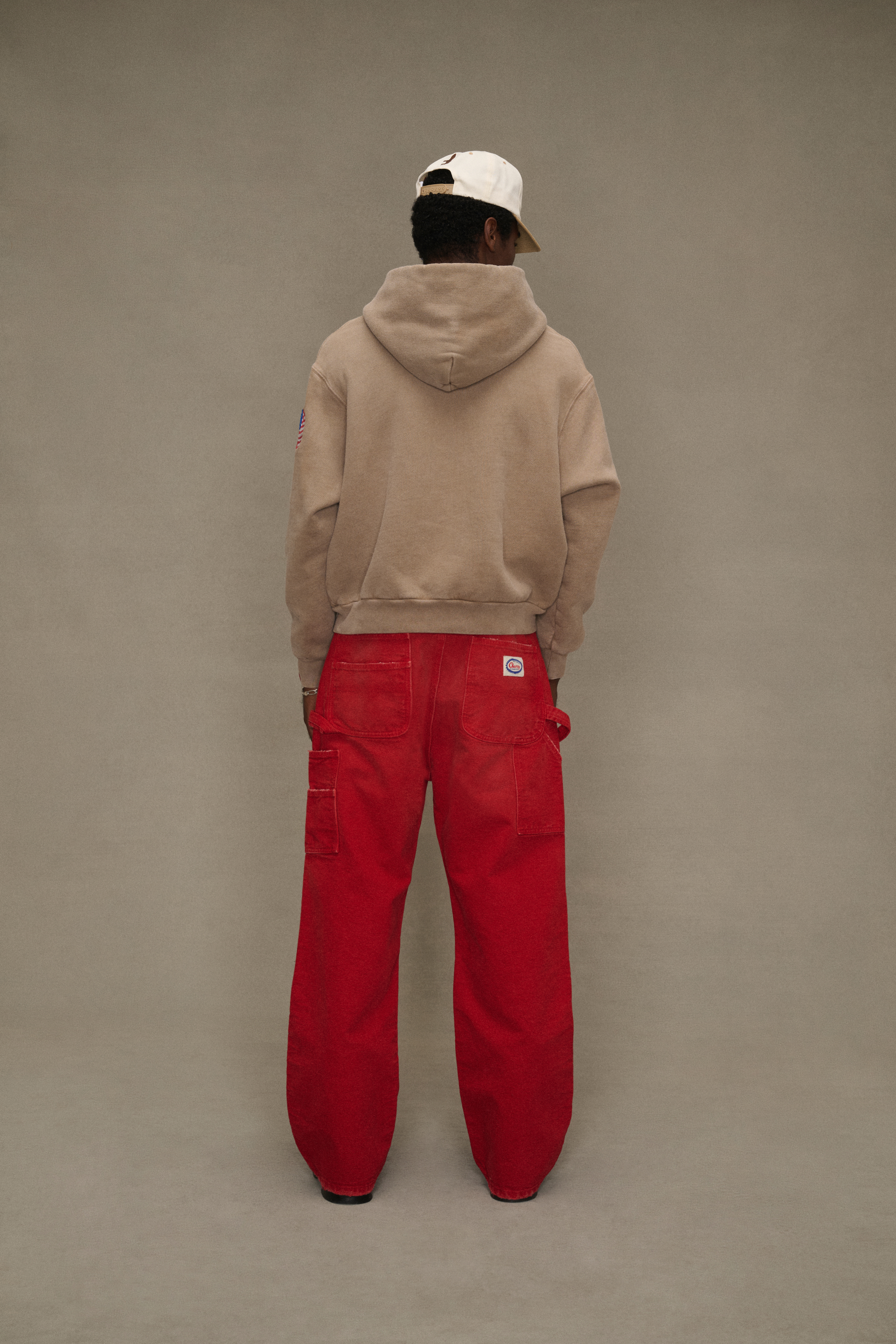 Wide-Leg Double Knee Pants (Sun Faded Red)