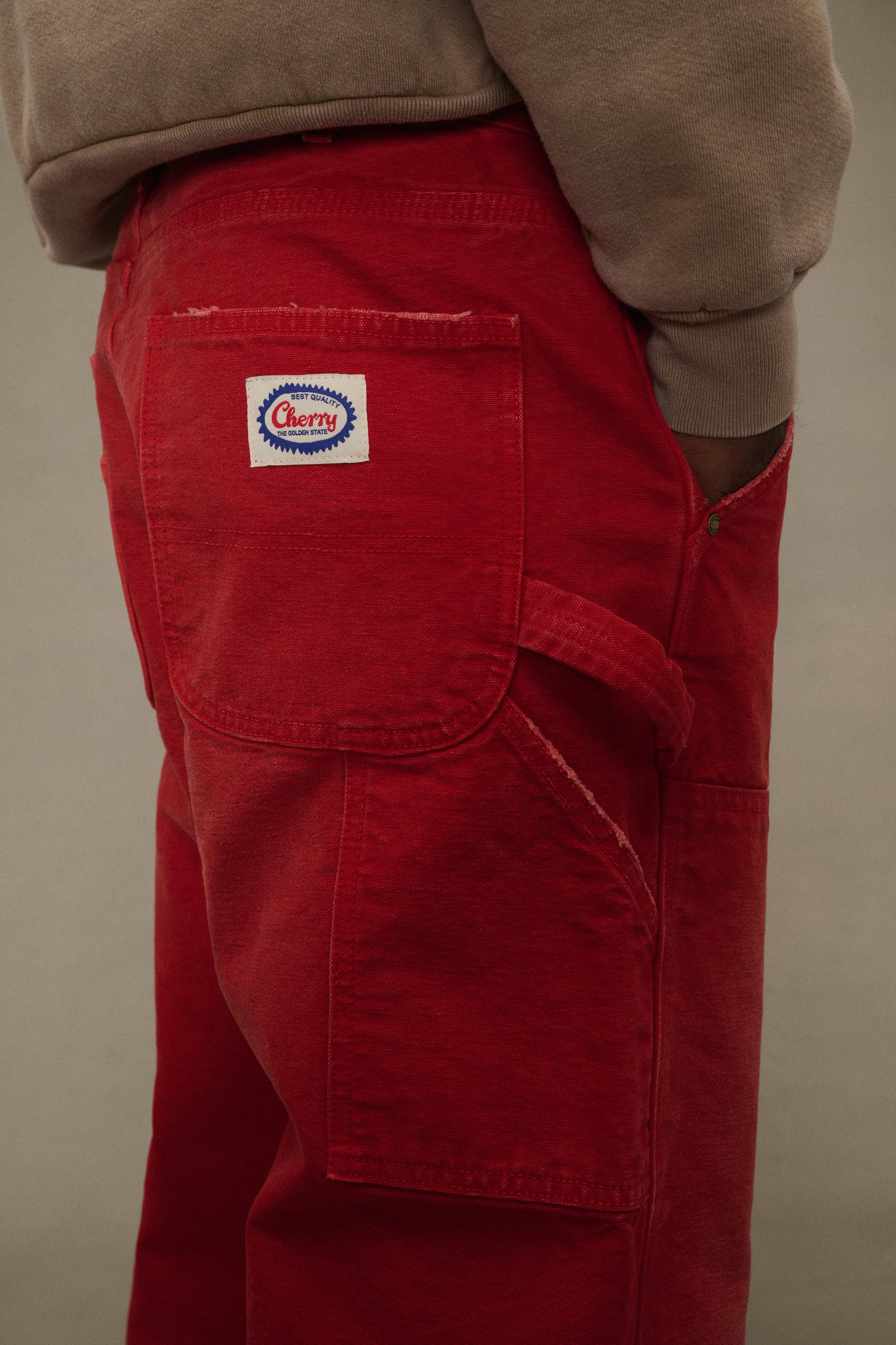 Wide-Leg Double Knee Pants (Sun Faded Red)