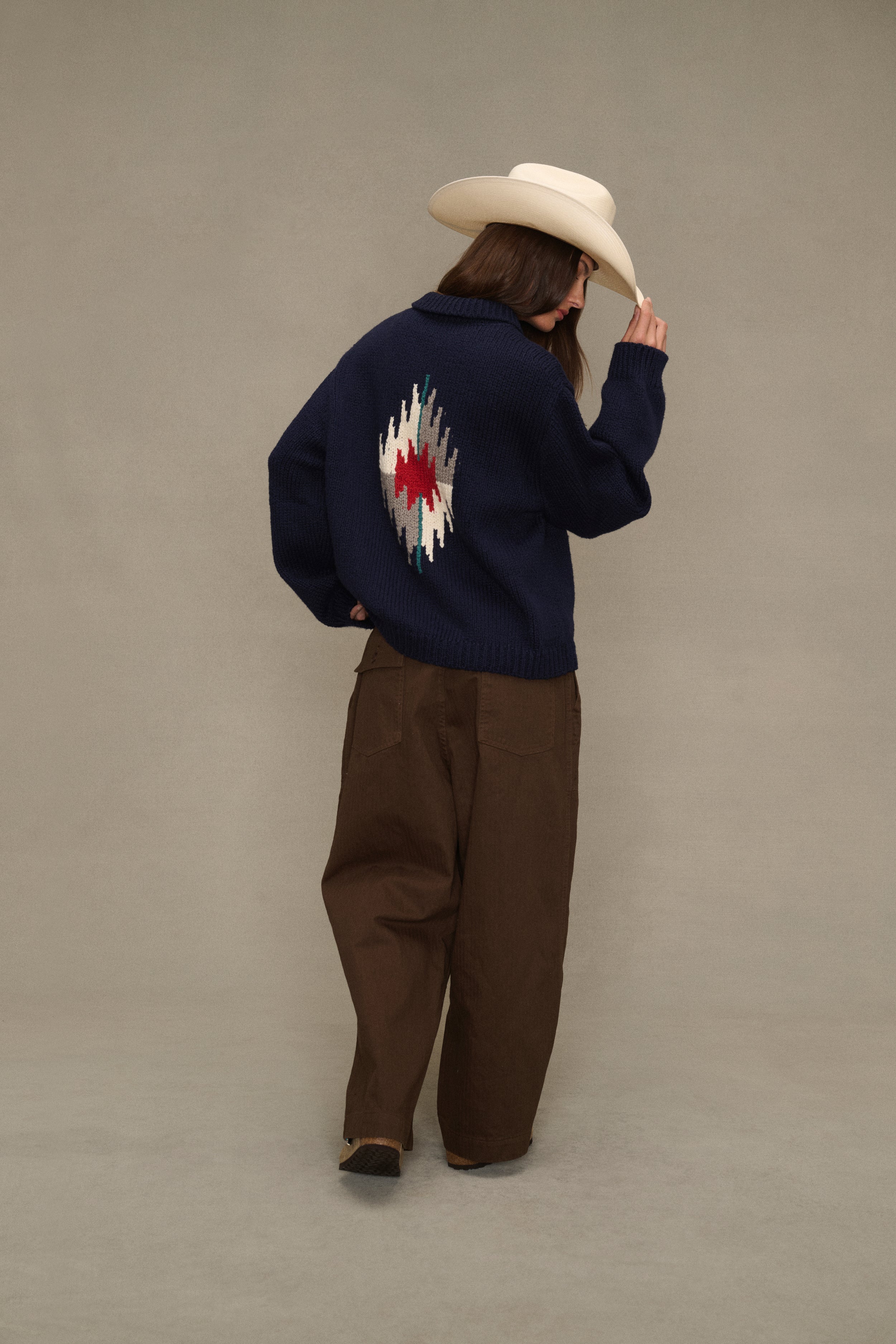 Herringbone Parachute Pants (Brown)