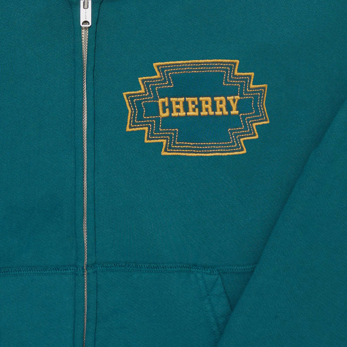 Embroidered Navajo Zip Up Hoodie (Emerald)