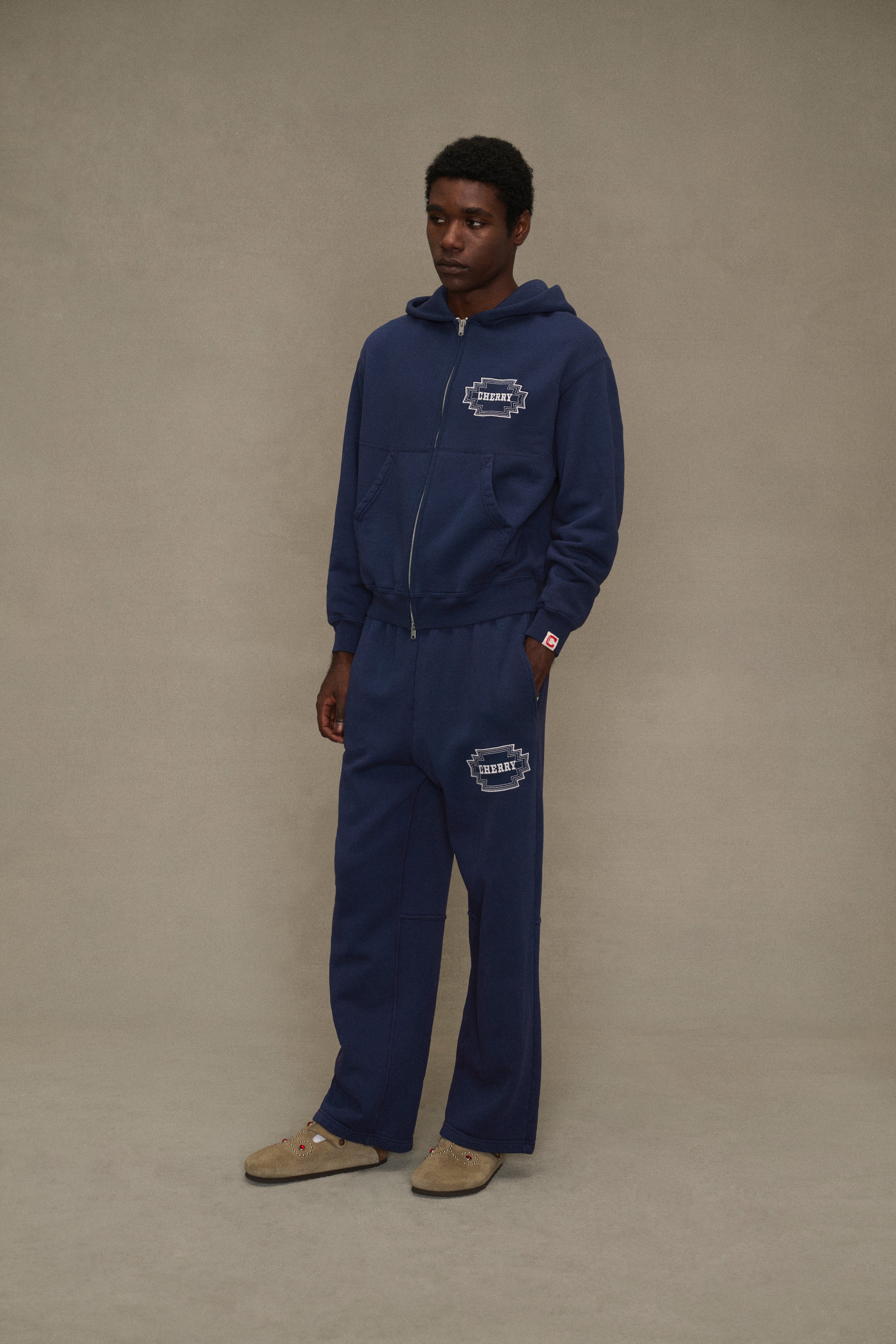 Embroidered Navajo Zip Up Hoodie (Navy)