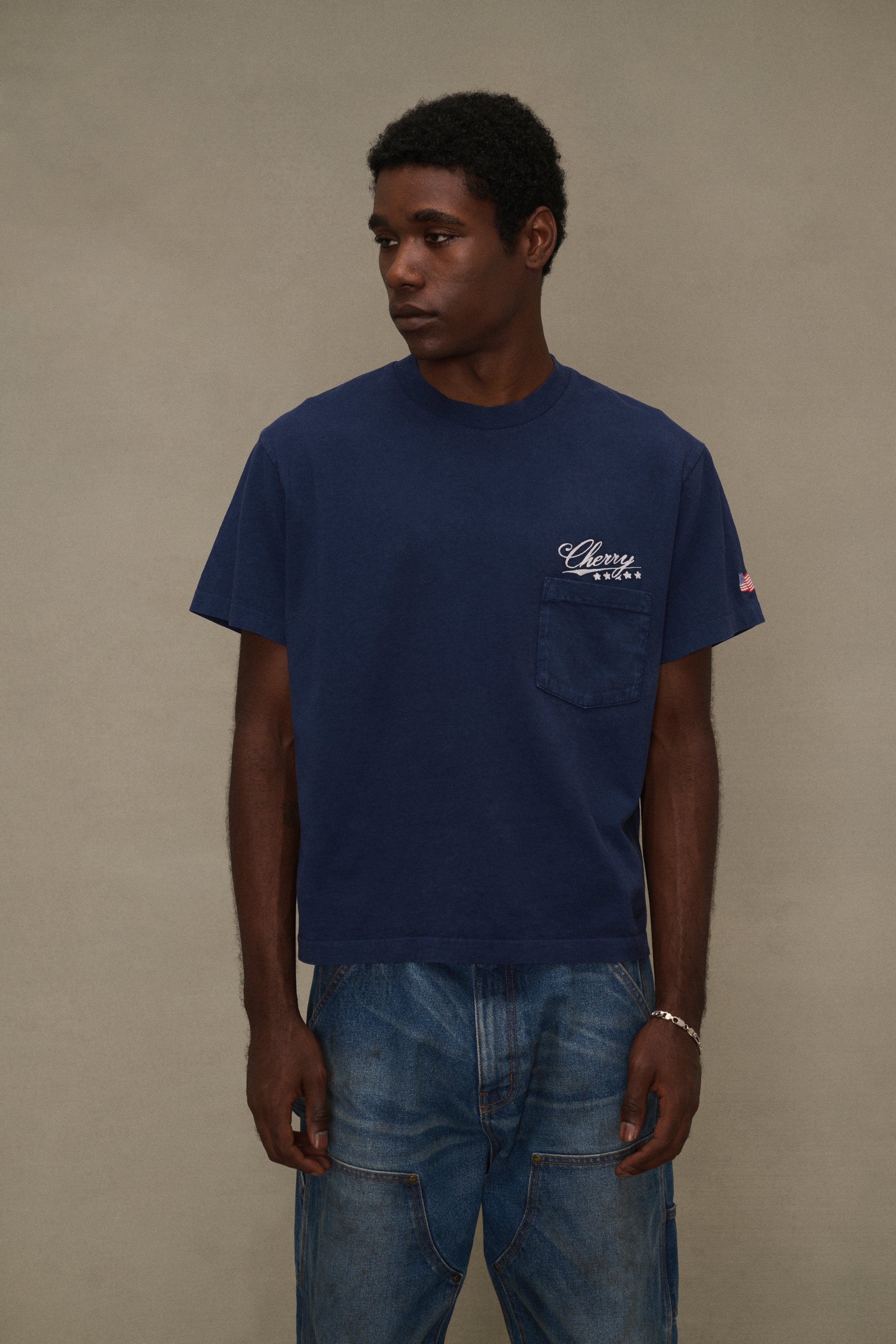 【値下不可】 Choco L/S Tee / NAVY Five Star Boxy Pocket T-Shirt (Navy) – CHERRY LA