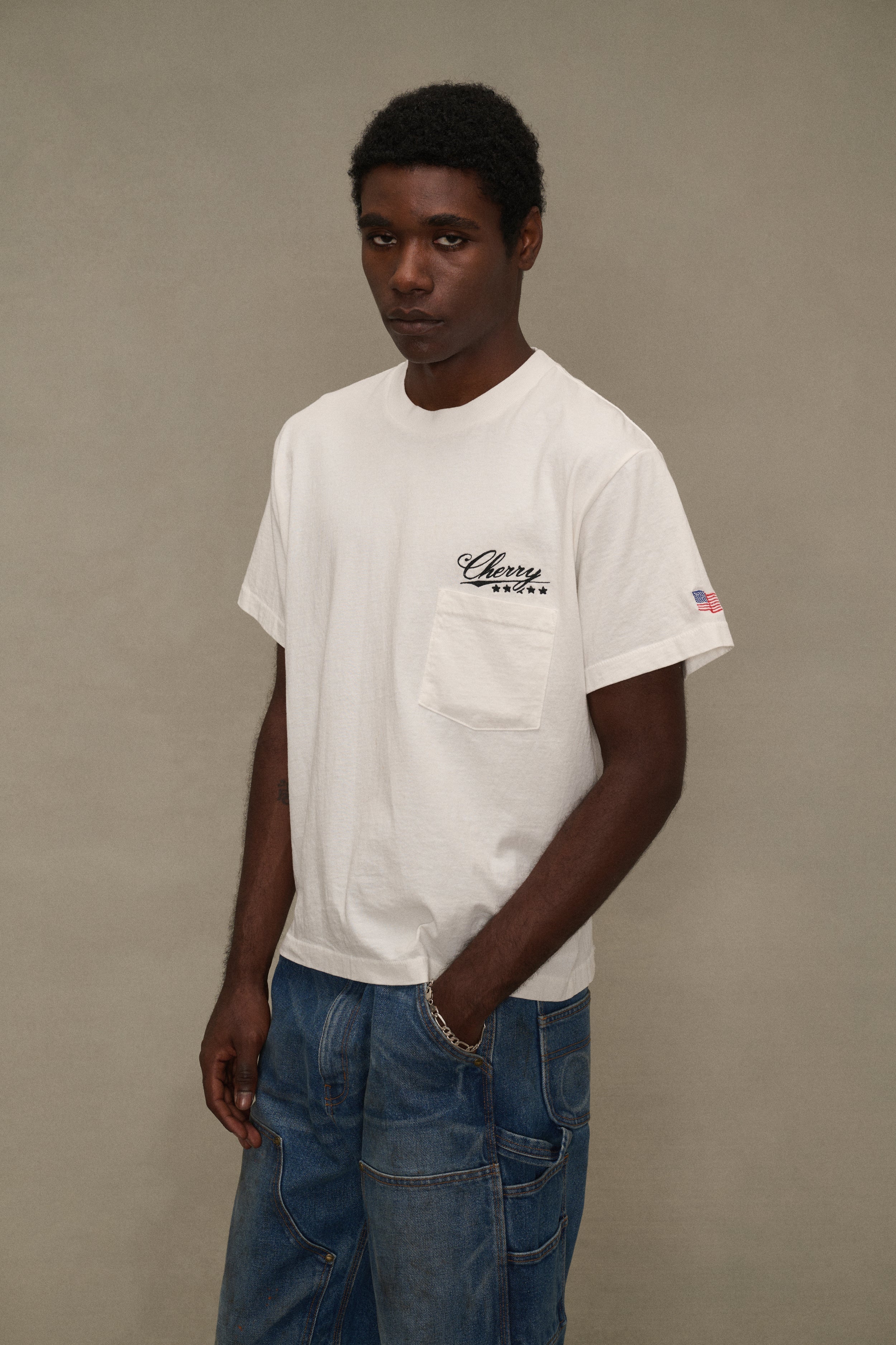 Five Star Boxy Pocket T-Shirt (Vintage White)