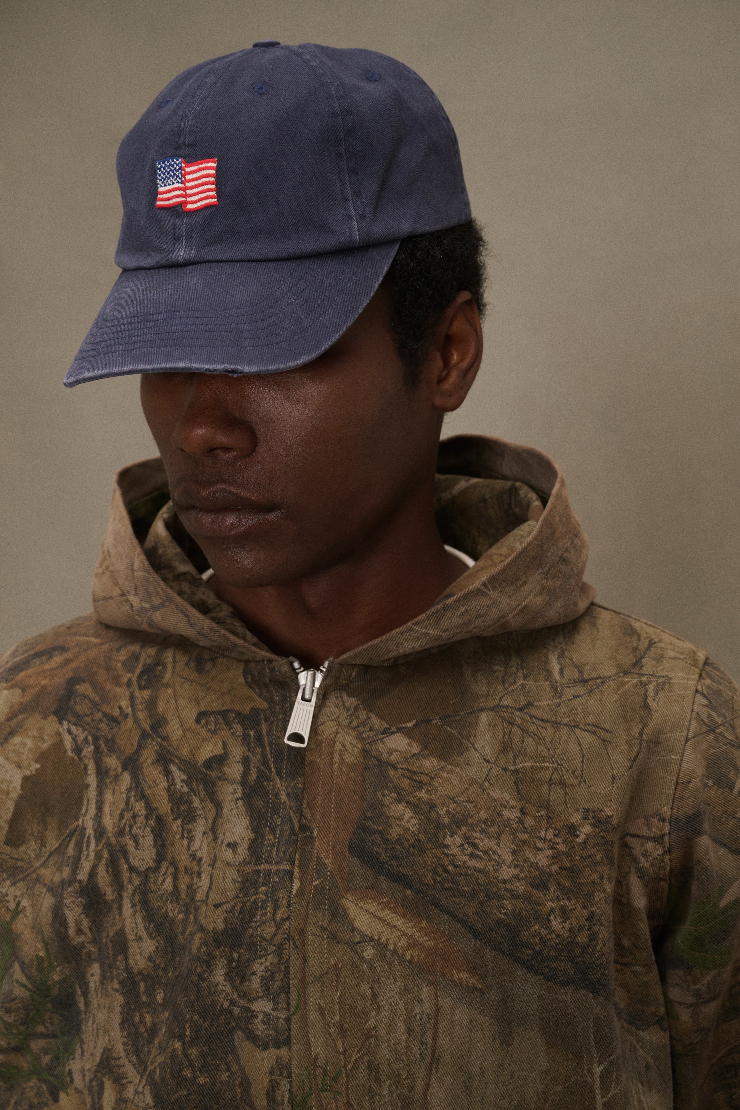 Mini Flag 6 Panel Embroidered Hat (Navy)