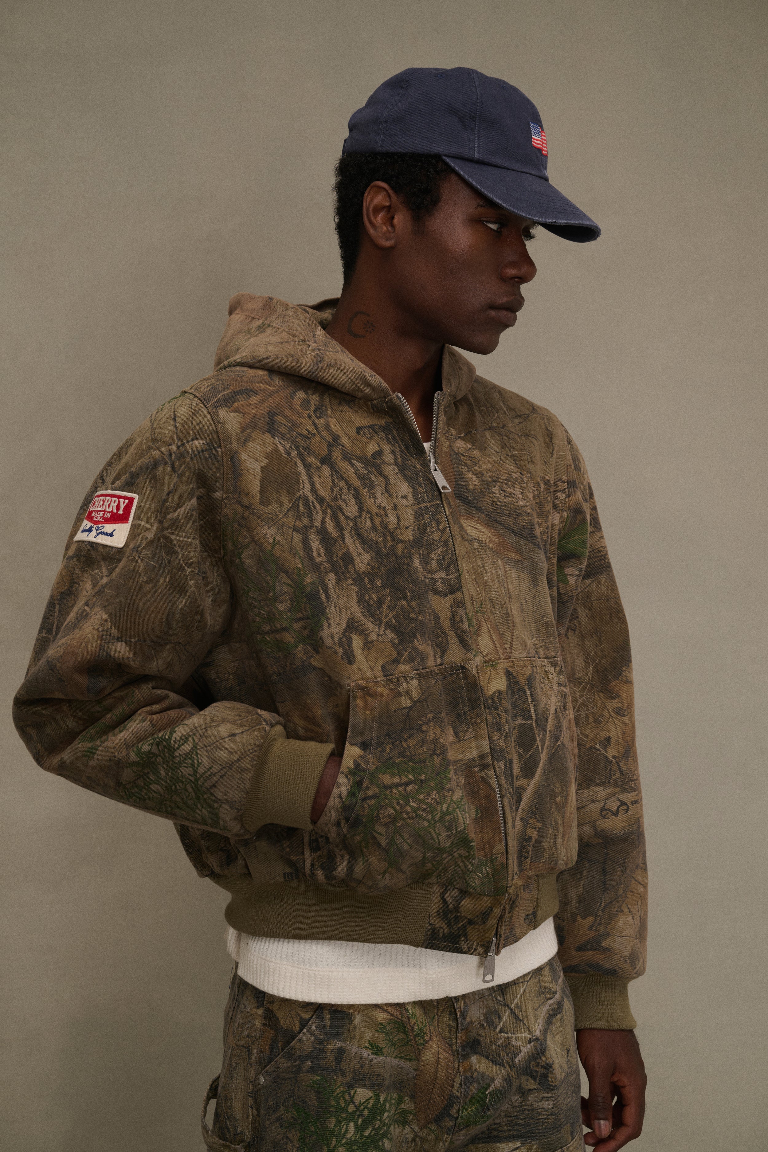 Mini Flag 6 Panel Embroidered Hat (Navy)