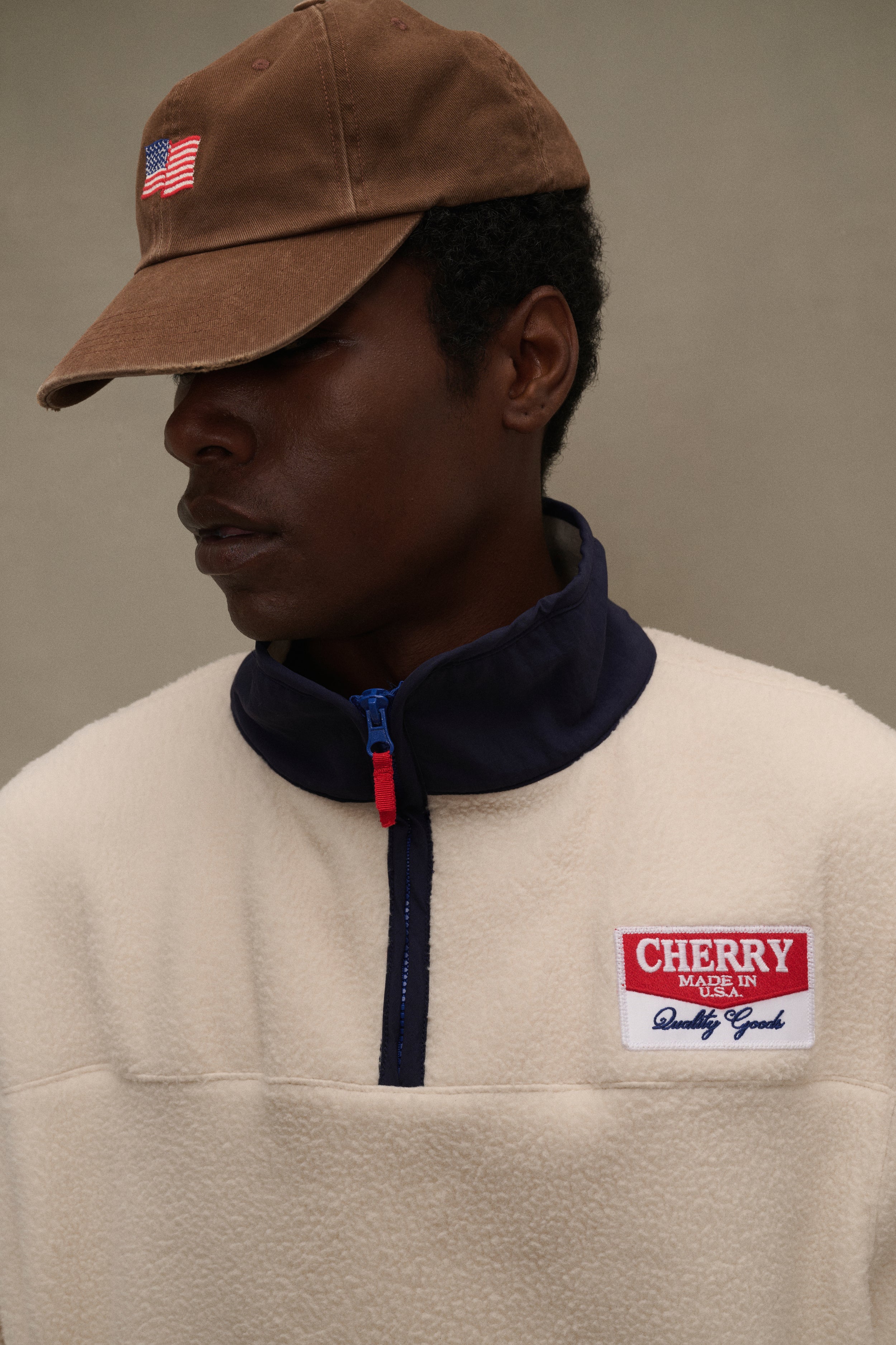 Mini Flag 6 Panel Embroidered Hat (Brown)