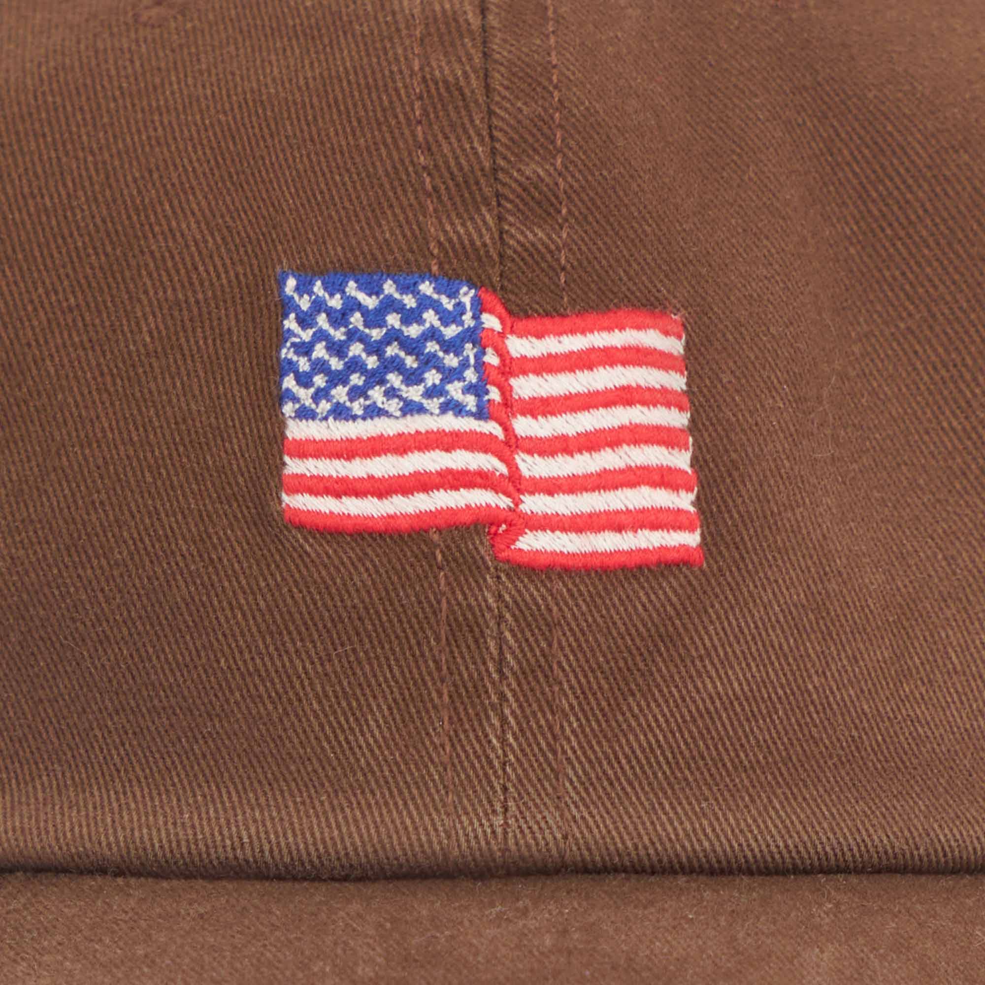 Mini Flag 6 Panel Embroidered Hat (Brown)