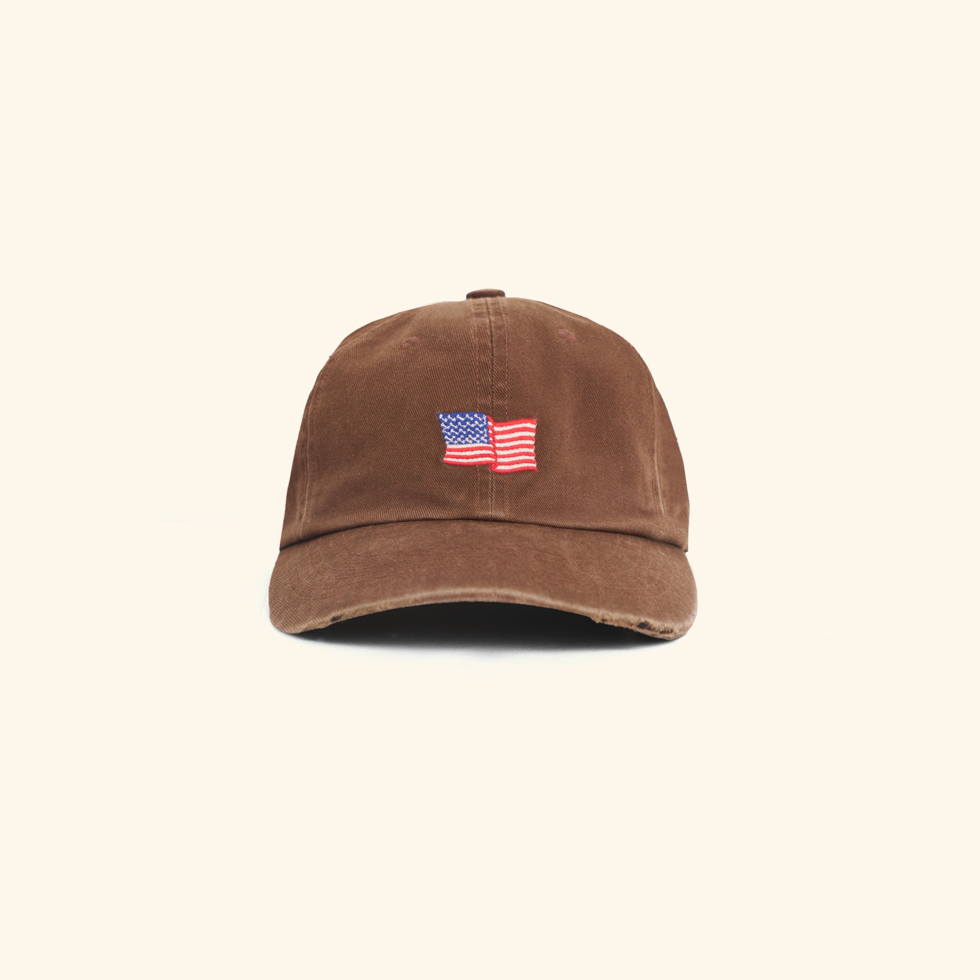 Mini Flag 6 Panel Embroidered Hat (Brown)