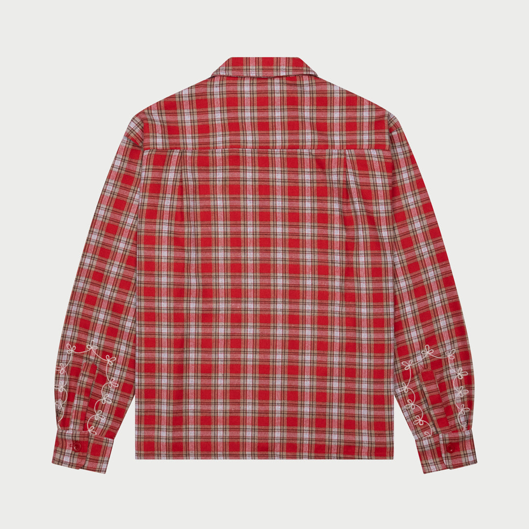 Western Boxy Plaid Shirt (Red)